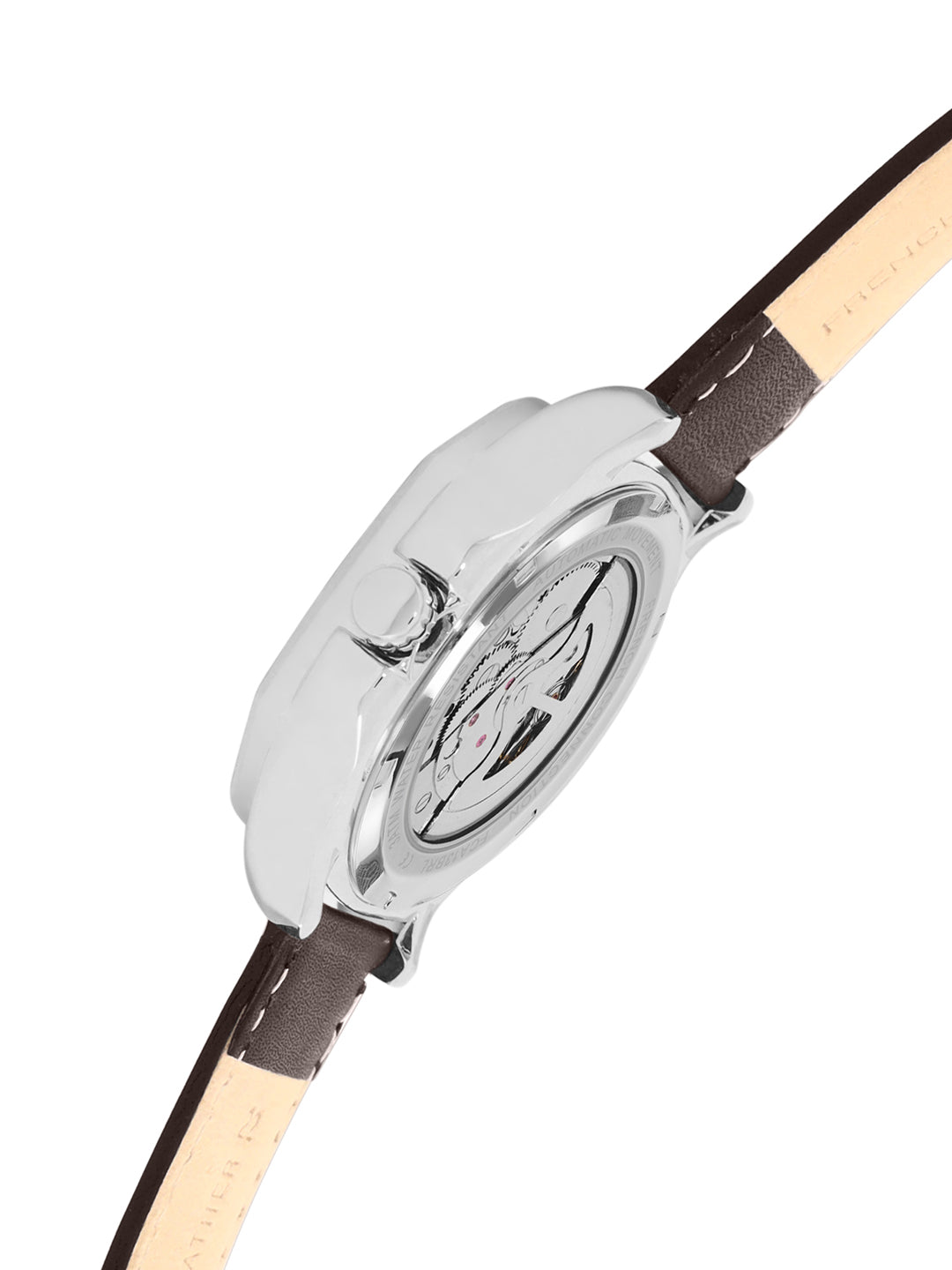 French Connection Brown Automatic Watch for Men | White Dial & Leather Strap | Classic & Premium Design Automatic Watch - FCA13BRL