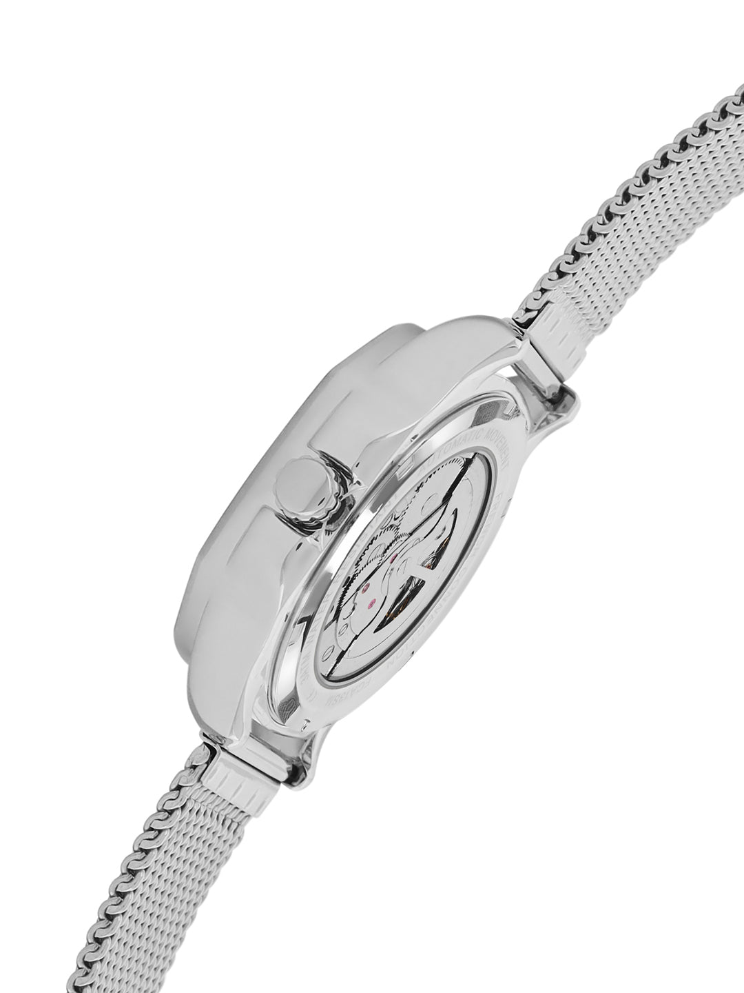 French Connection Men's Automatic Watch Silver Mesh Strap & Silver Dial