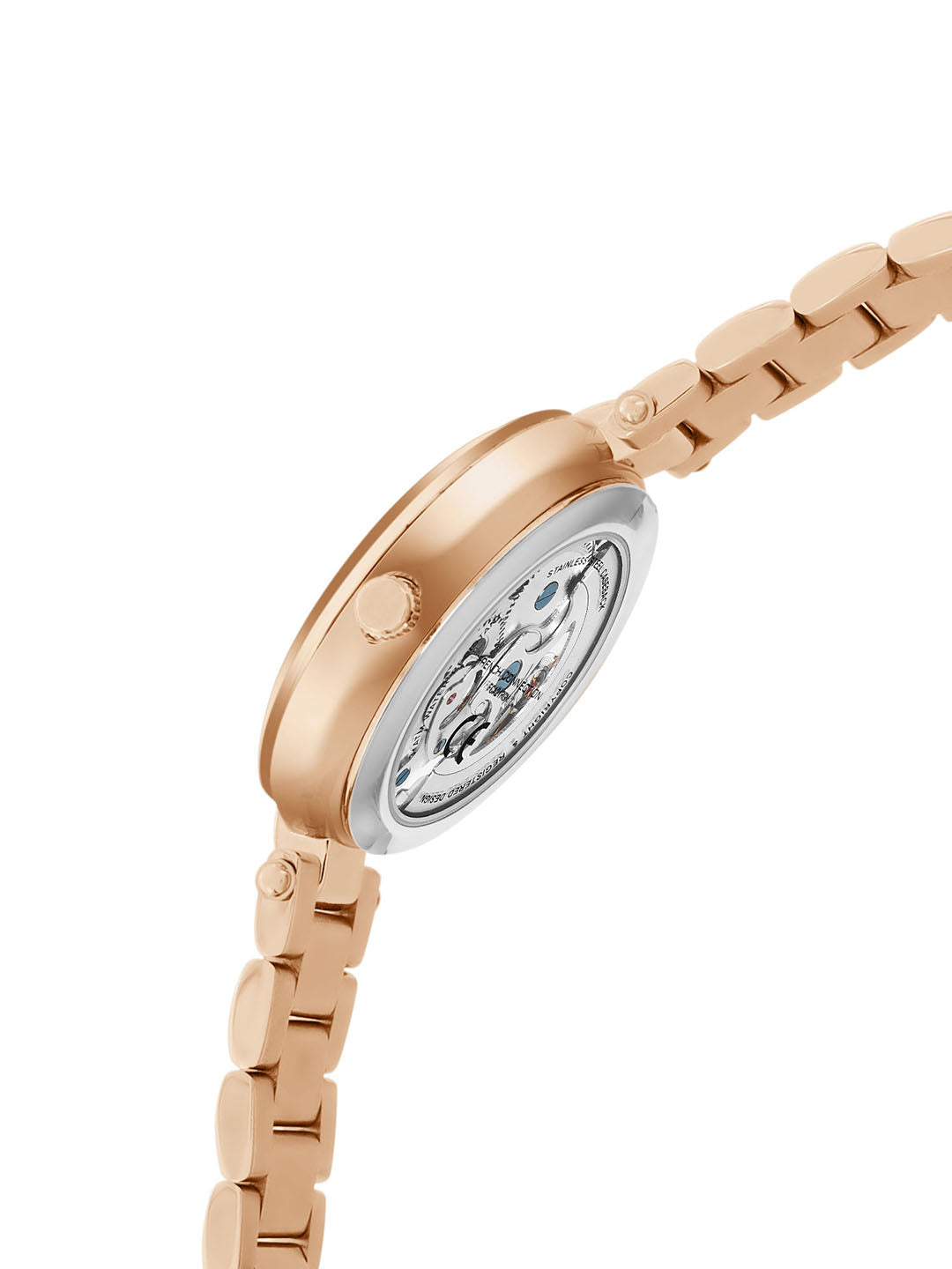 French Connection FCA21RGM Modern Silver White Skeleton Dial Rose Gold Stainless Steel Strap Women's Automatic Watch