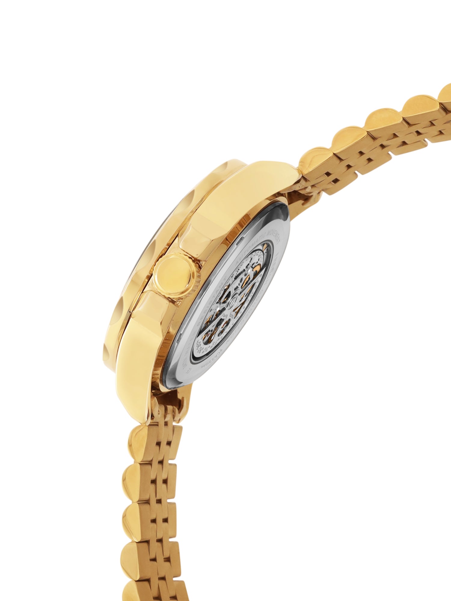 French Connection See Through Silver Round Dial With Gold Stainless Steel Strap Automatic Watch - For Mens FCA22GM