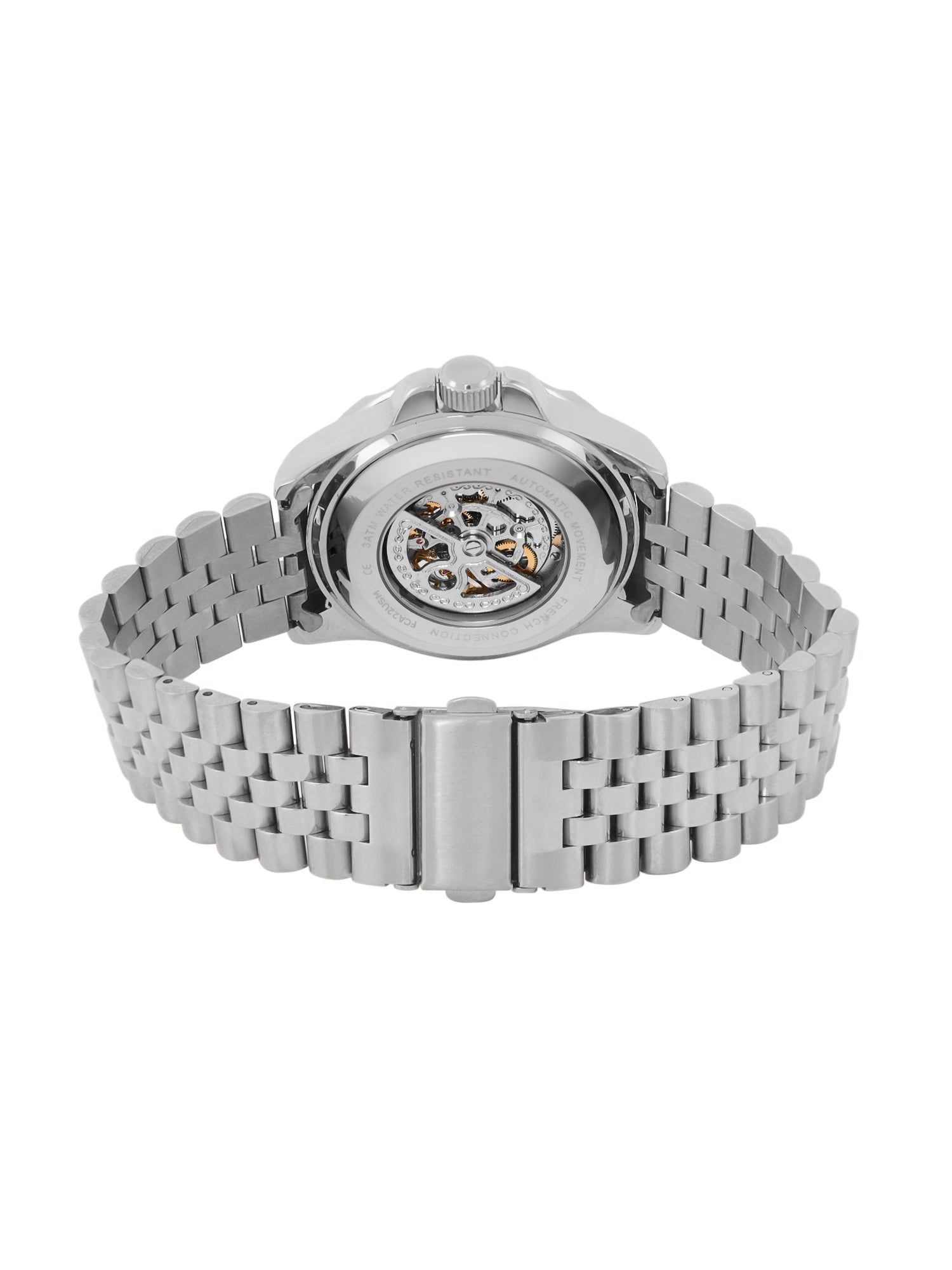 French Connection See Through Dark Blue Round Dial With Stainless Steel Strap Automatic Watch - For Mens FCA22USM