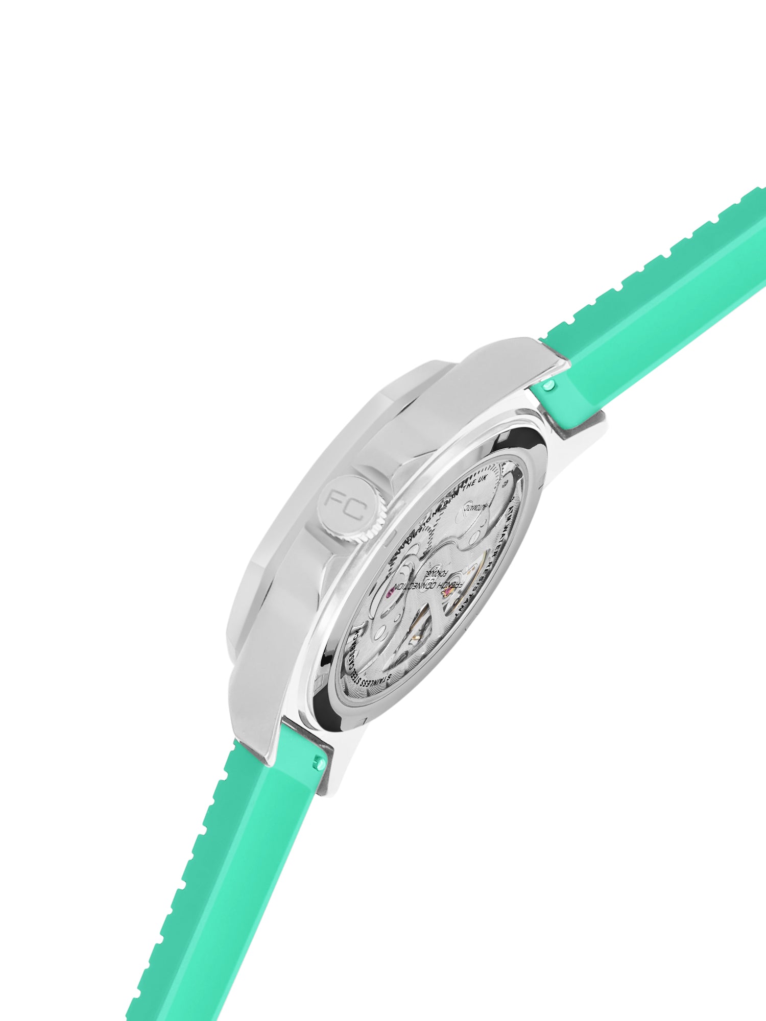 French Connection See Through Tiffany Blue Round Dial With Silicone Strap Automatic Watch - For Mens FCA23UL