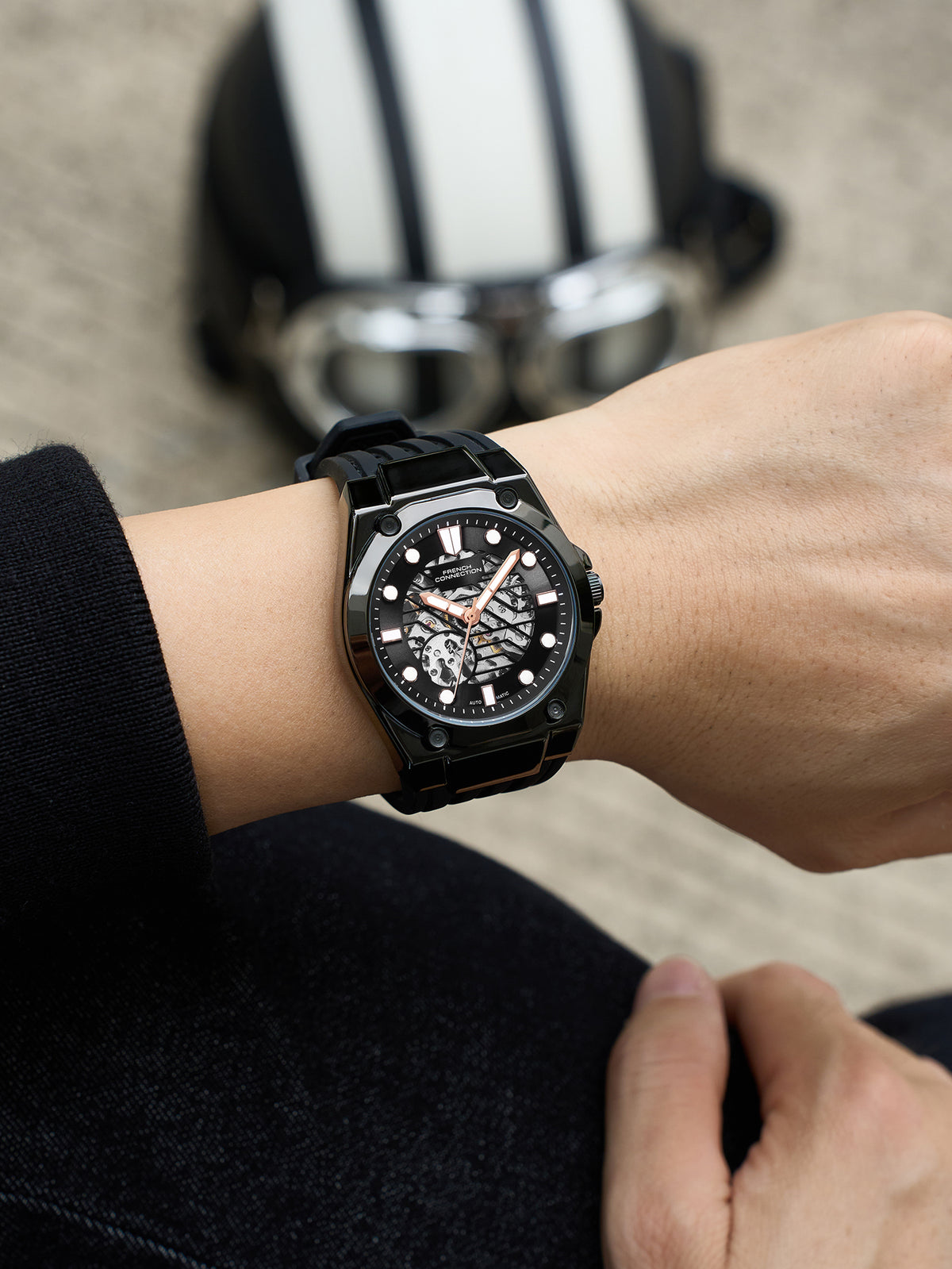 French Connection Automyst | Skeleton Dial | Automatic Watch for Men - FCA24BBL