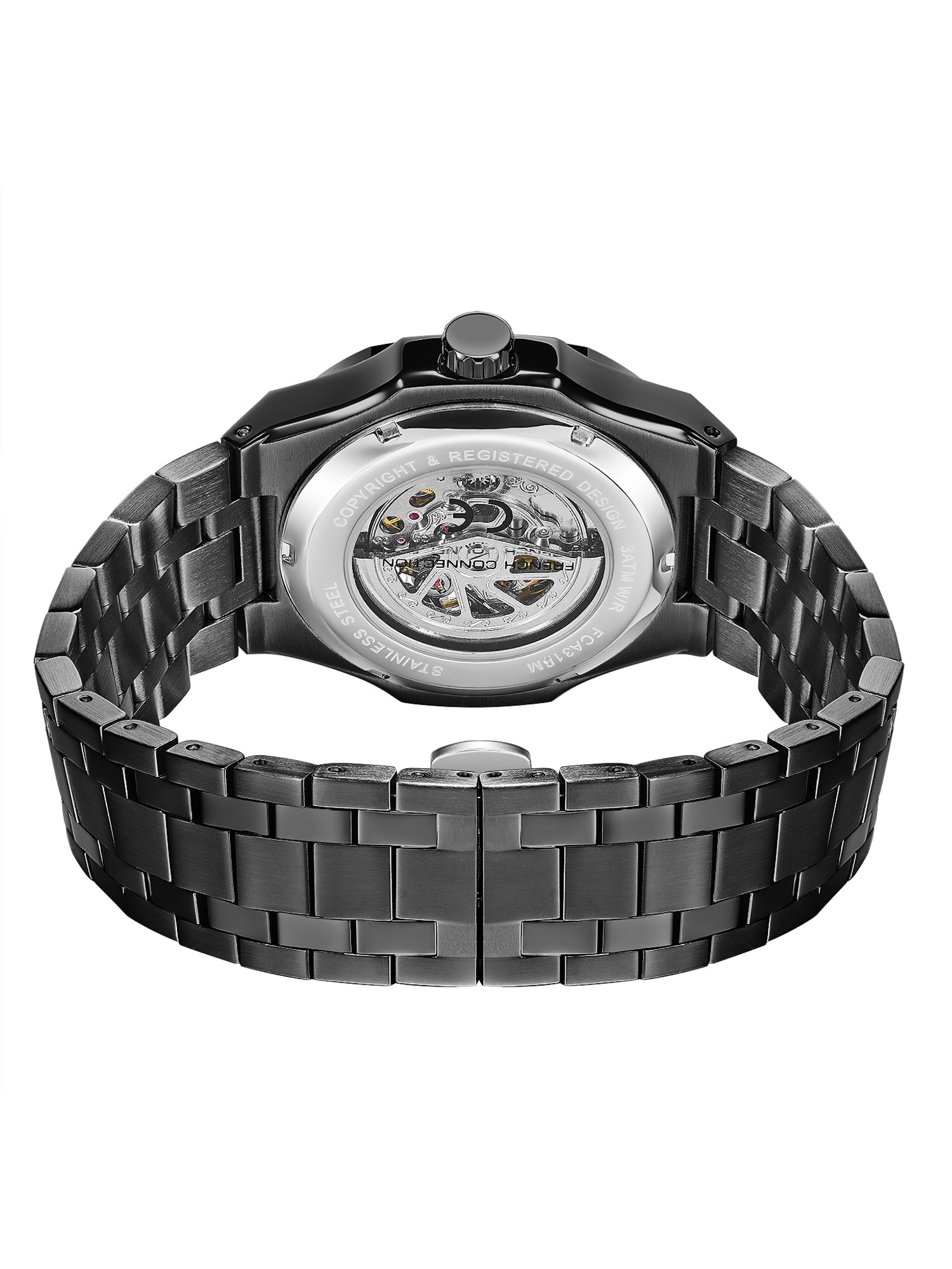 French Connection Autaros Skeleton Dial Stainless Steel Automatic Watch for Men - FCA31BM