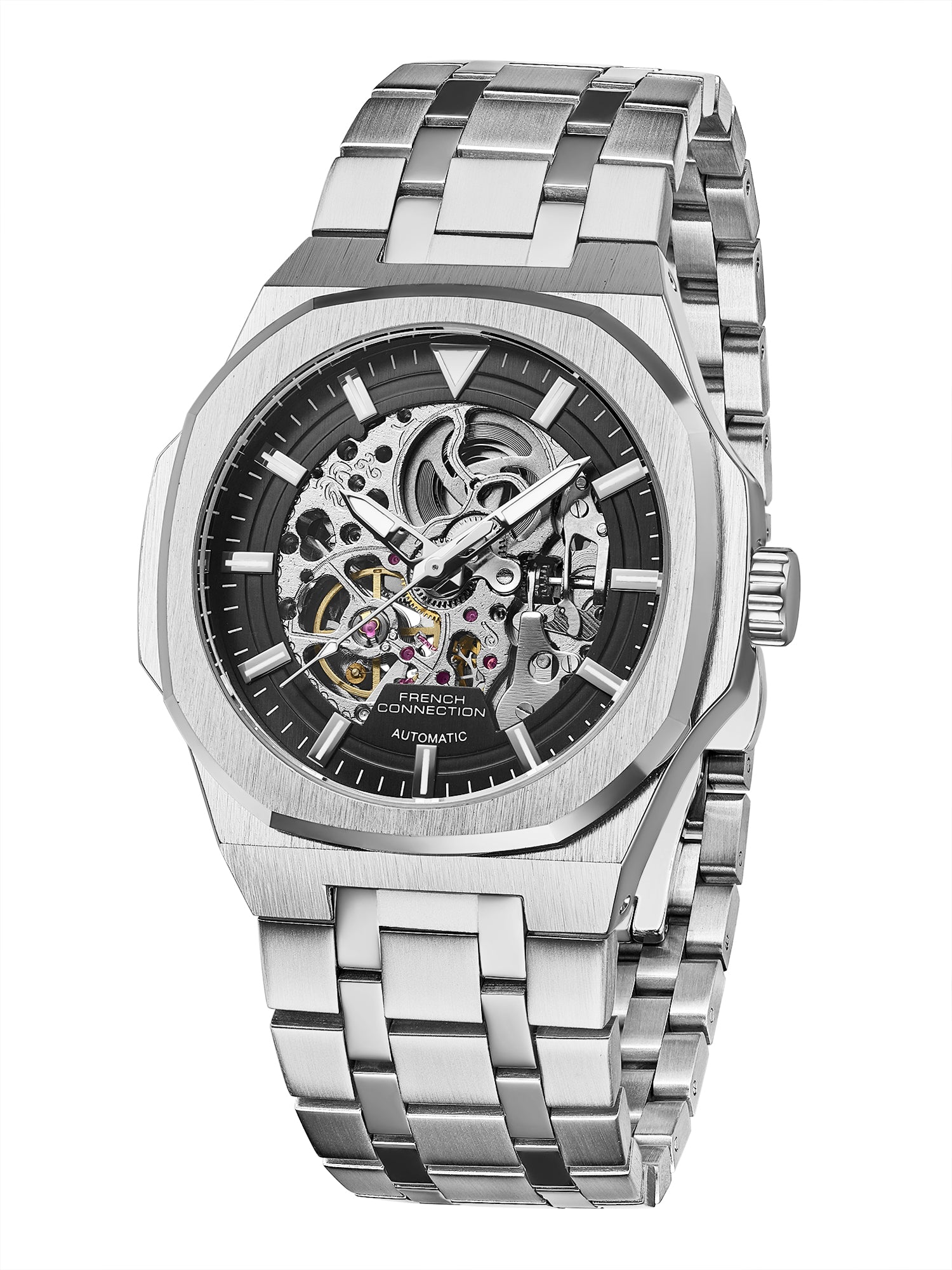 French Connection Autaros Skeleton Dial Stainless Steel Automatic Watch for Men - FCA31BSM