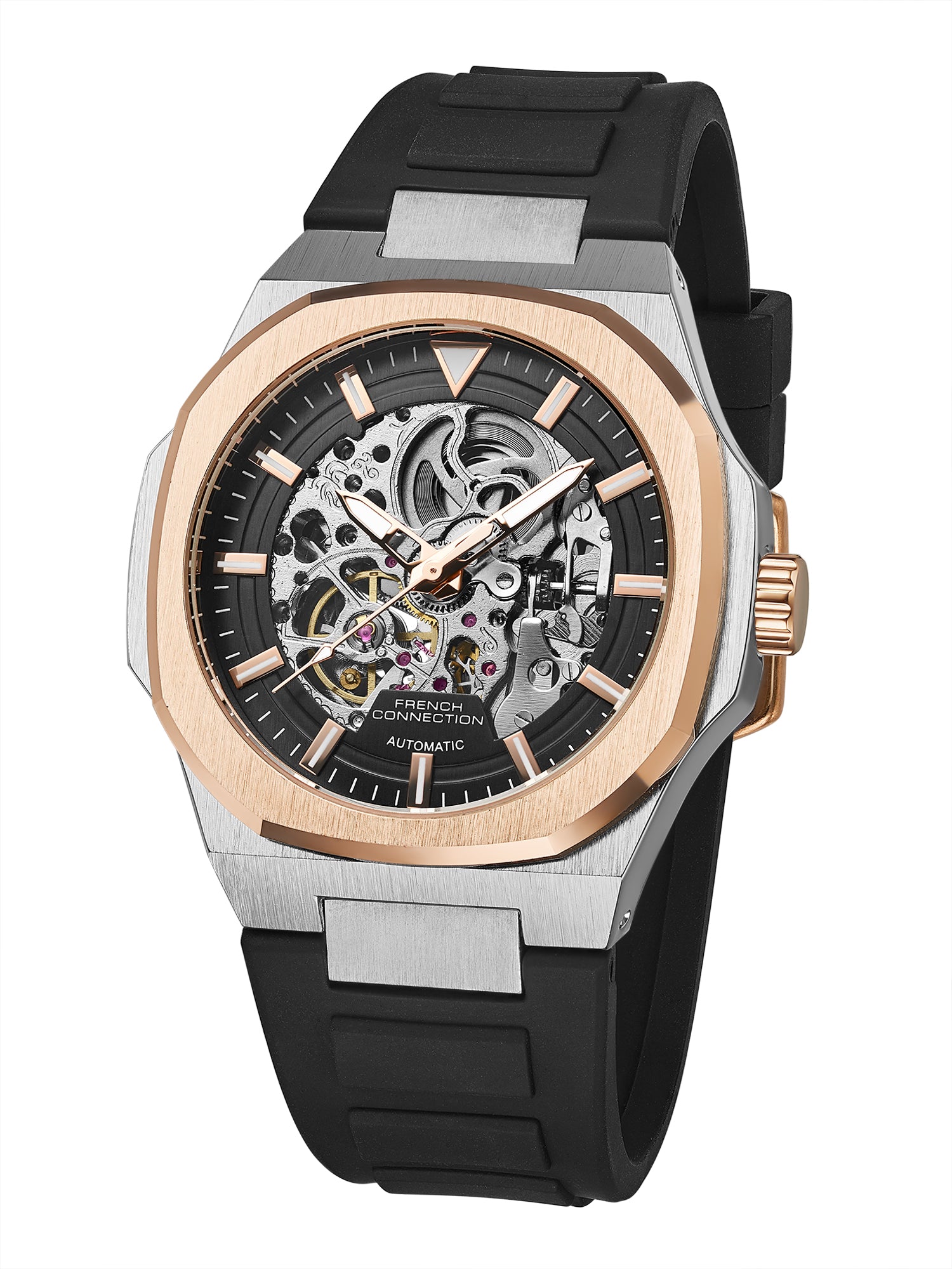 French Connection Autaros Skeleton Dial Silicone Automatic Watch for Men - FCA31RTB
