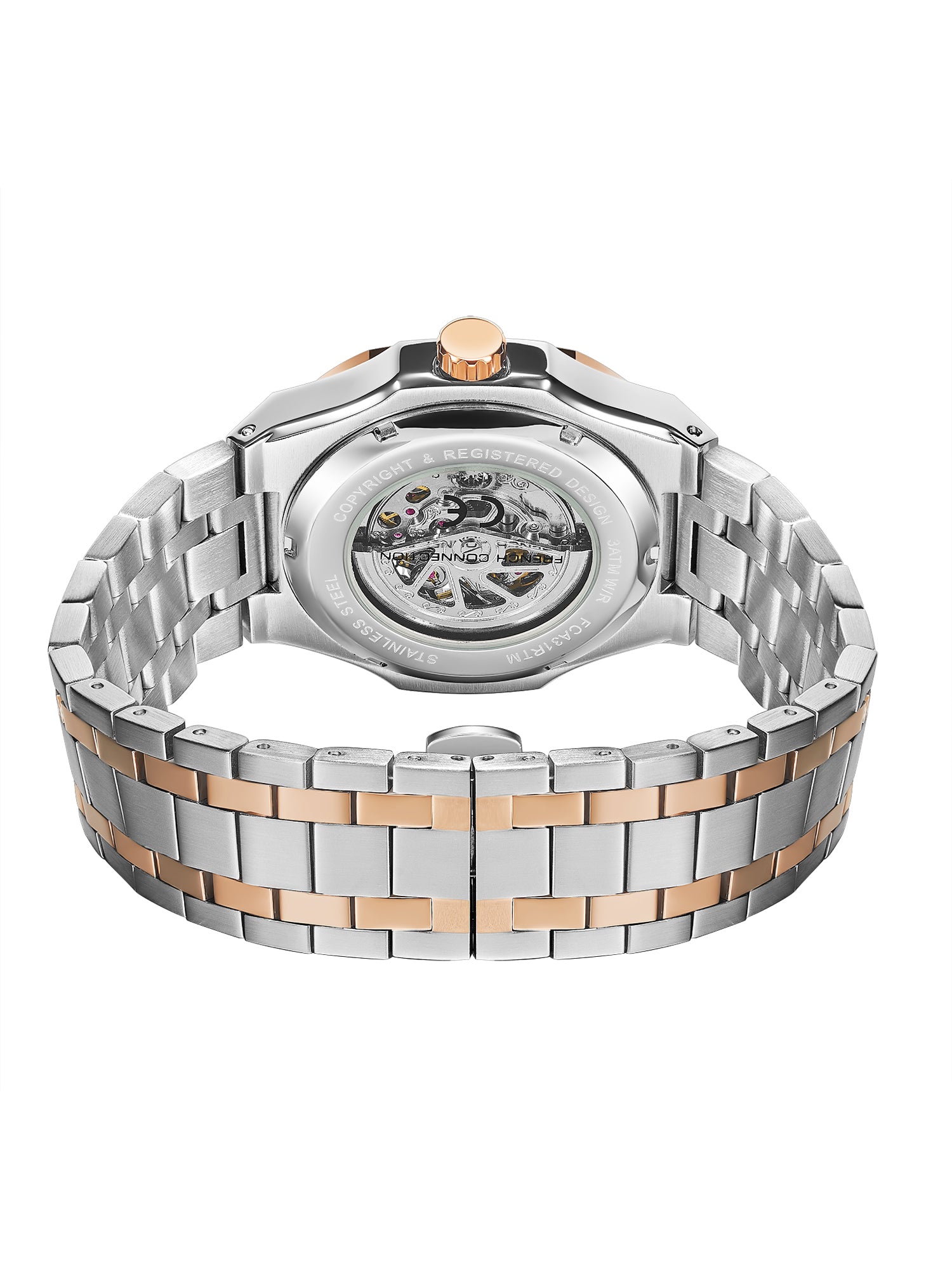 French Connection Autaros Skeleton Dial Stainless Steel Automatic Watch for Men - FCA31RTM