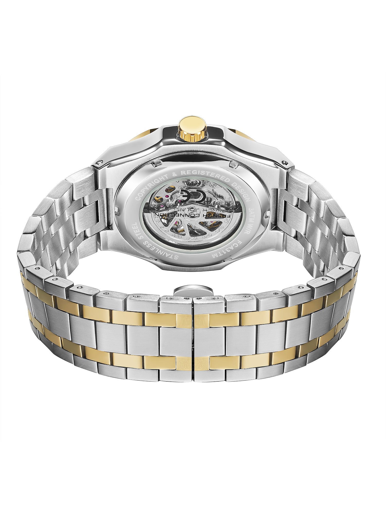 French Connection Autaros Skeleton Dial Stainless Steel Automatic Watch for Men - FCA31TM