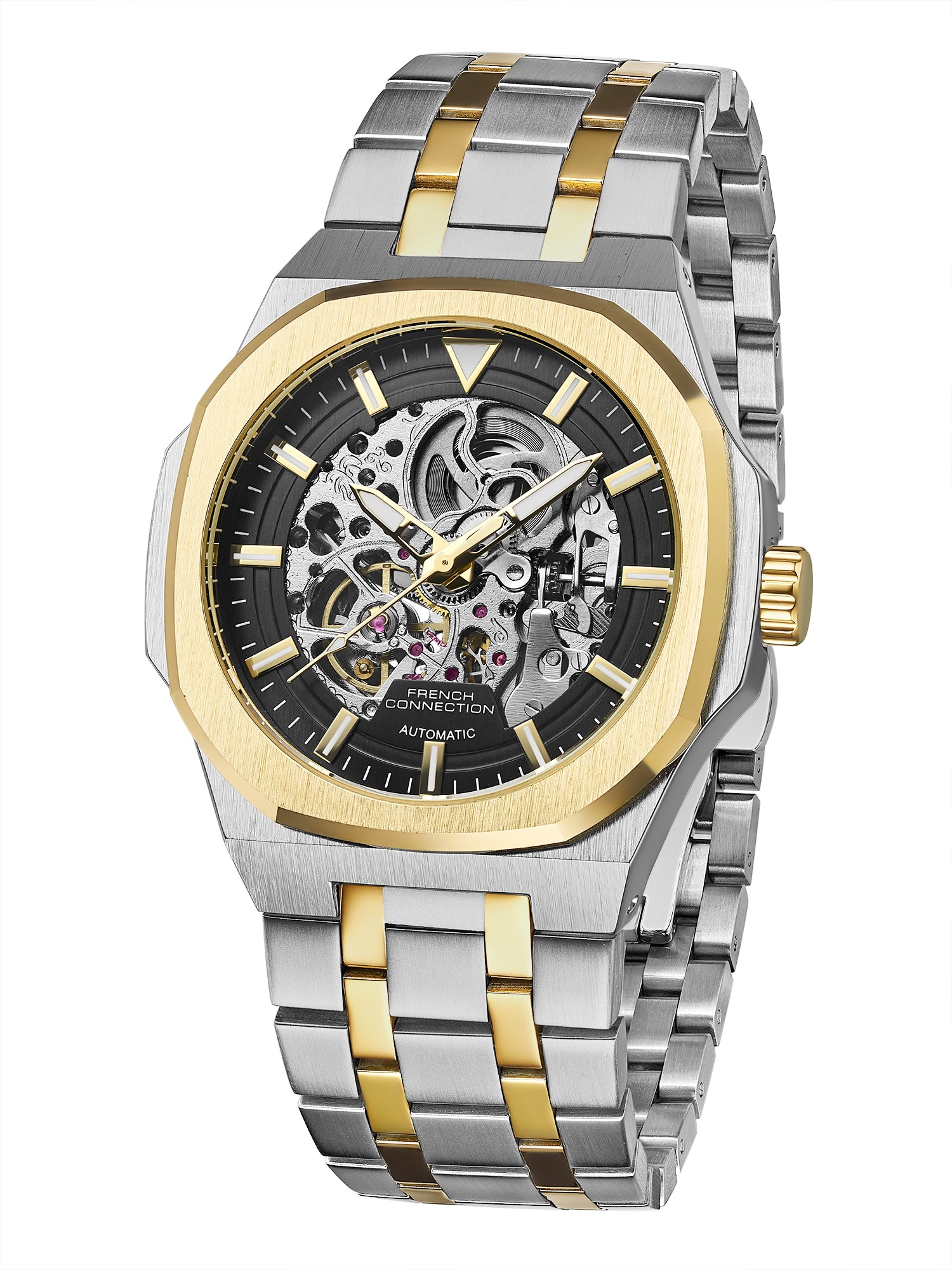 French Connection Autaros Skeleton Dial Stainless Steel Automatic Watch for Men - FCA31TM