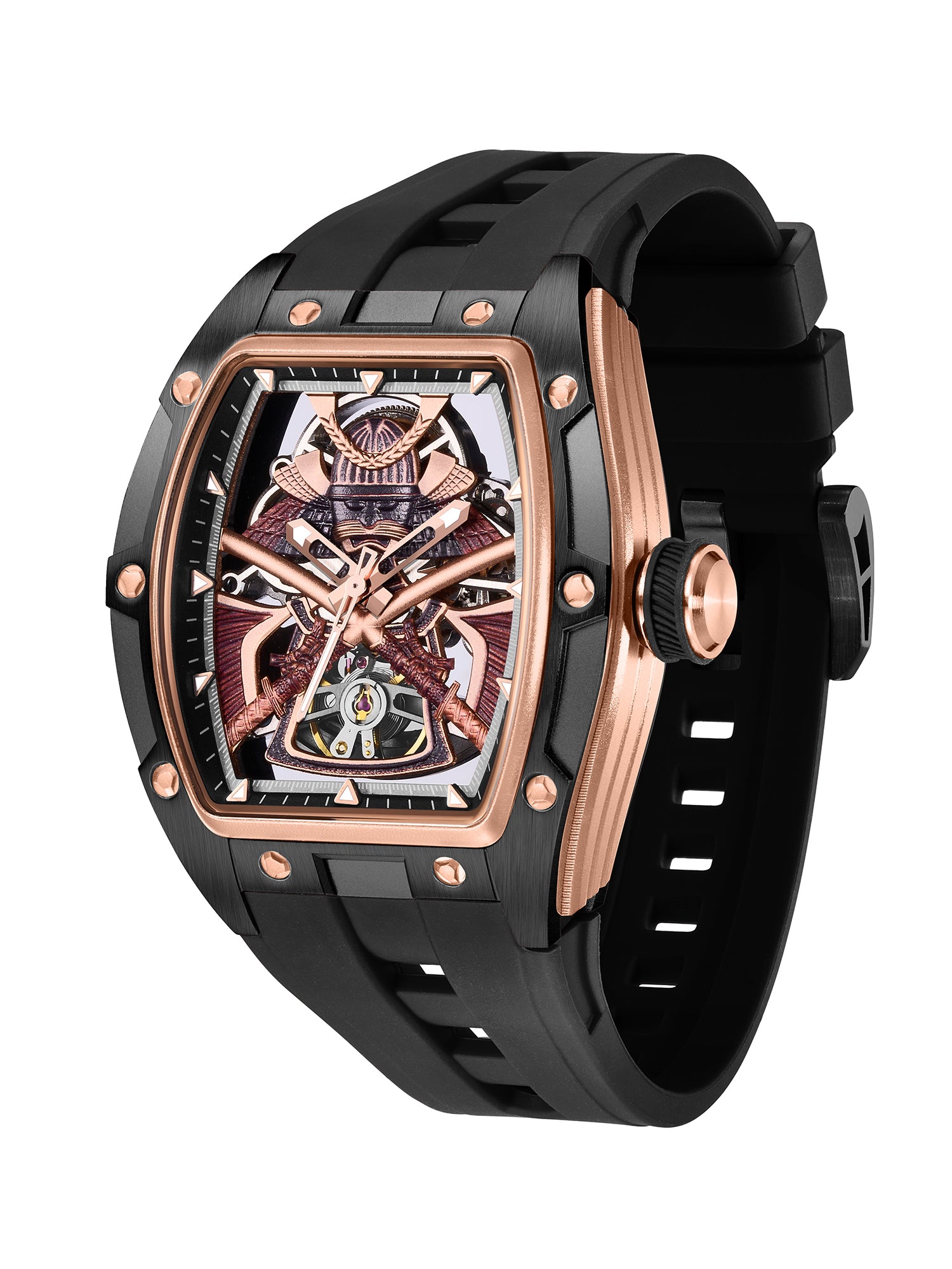 French Connection Stealth Series Limited Edition Men's Automatic Skeleton Watch with Black Skeleton Dial, Black Stainless Steel Case & Black Silicone Strap - FCA51B