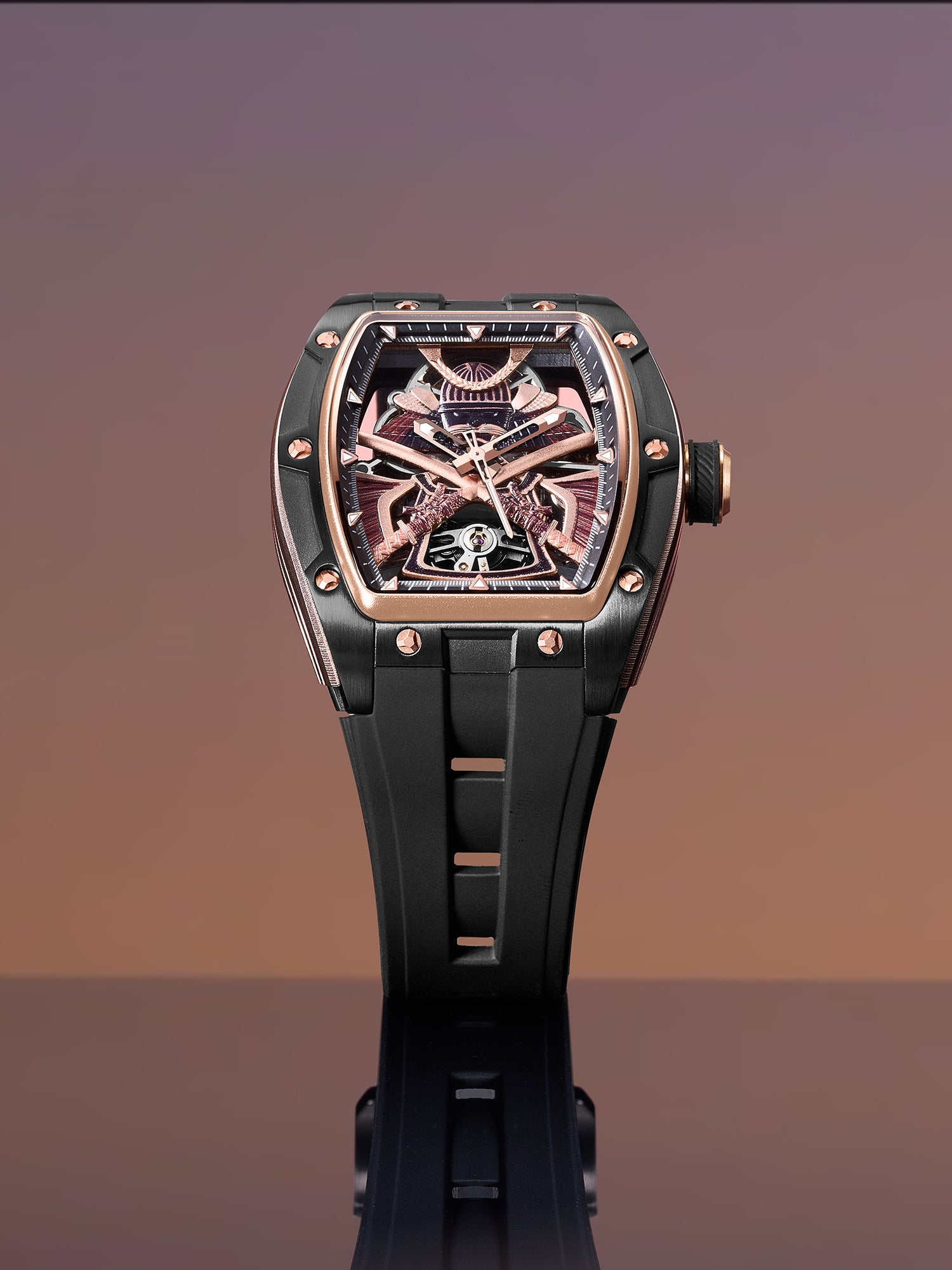 French Connection Stealth Series Limited Edition Men's Automatic Skeleton Watch with Black Skeleton Dial, Black Stainless Steel Case & Black Silicone Strap - FCA51B