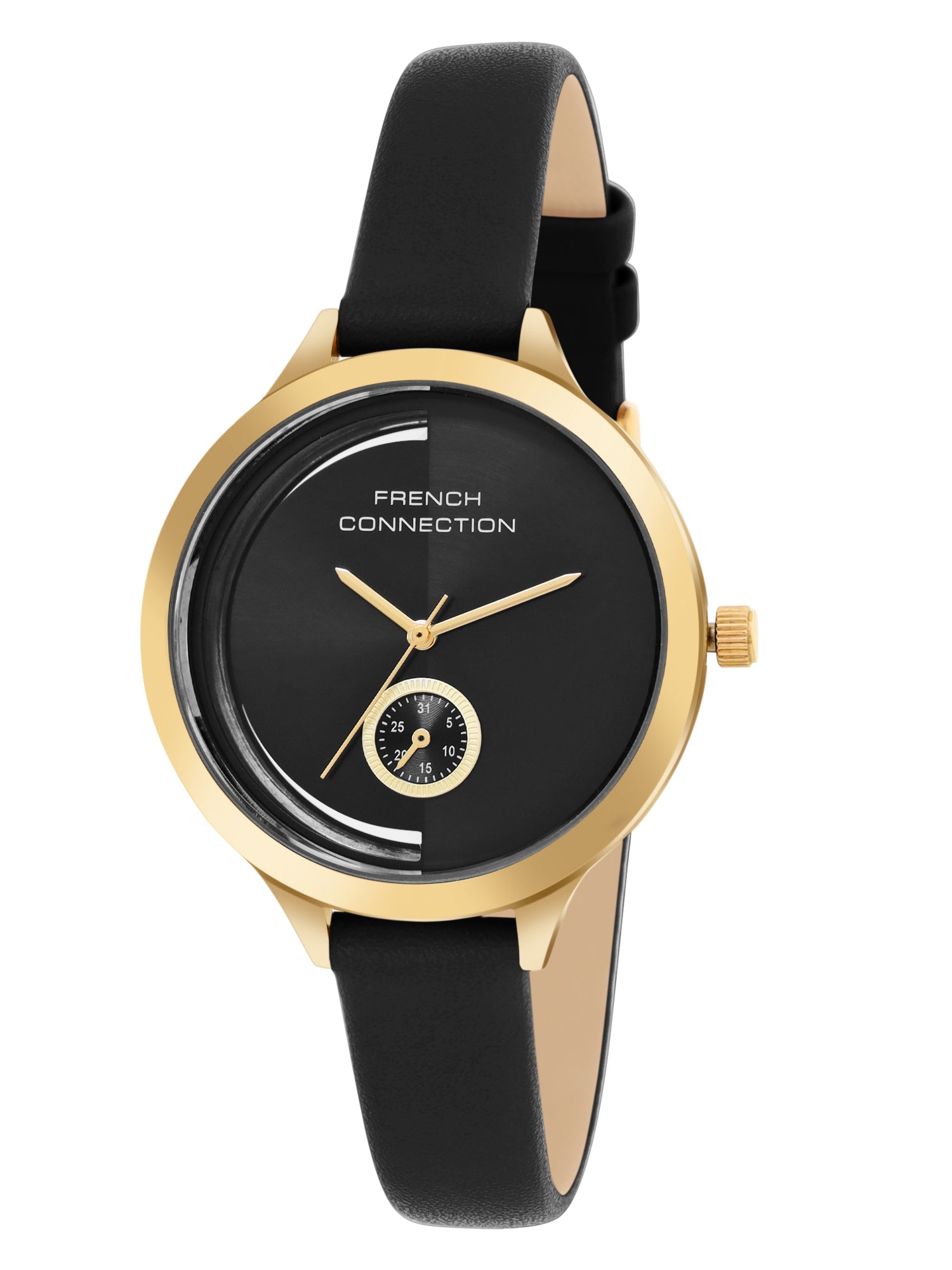 French Connection Black Dial Analog Side Second Watch for Women's - FCB12BL