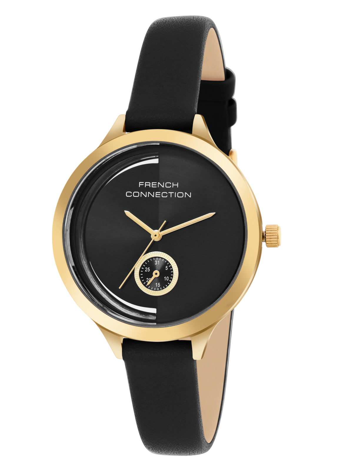 French Connection Black Dial Analog Side Second Watch for Women's - FCB12BL