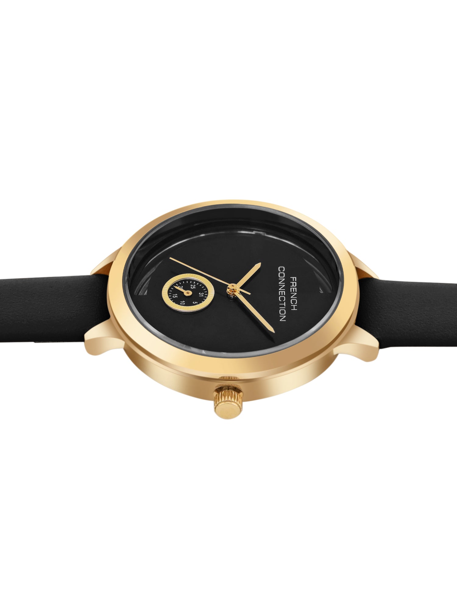 French Connection Black Dial Analog Side Second Watch for Women's - FCB12BL