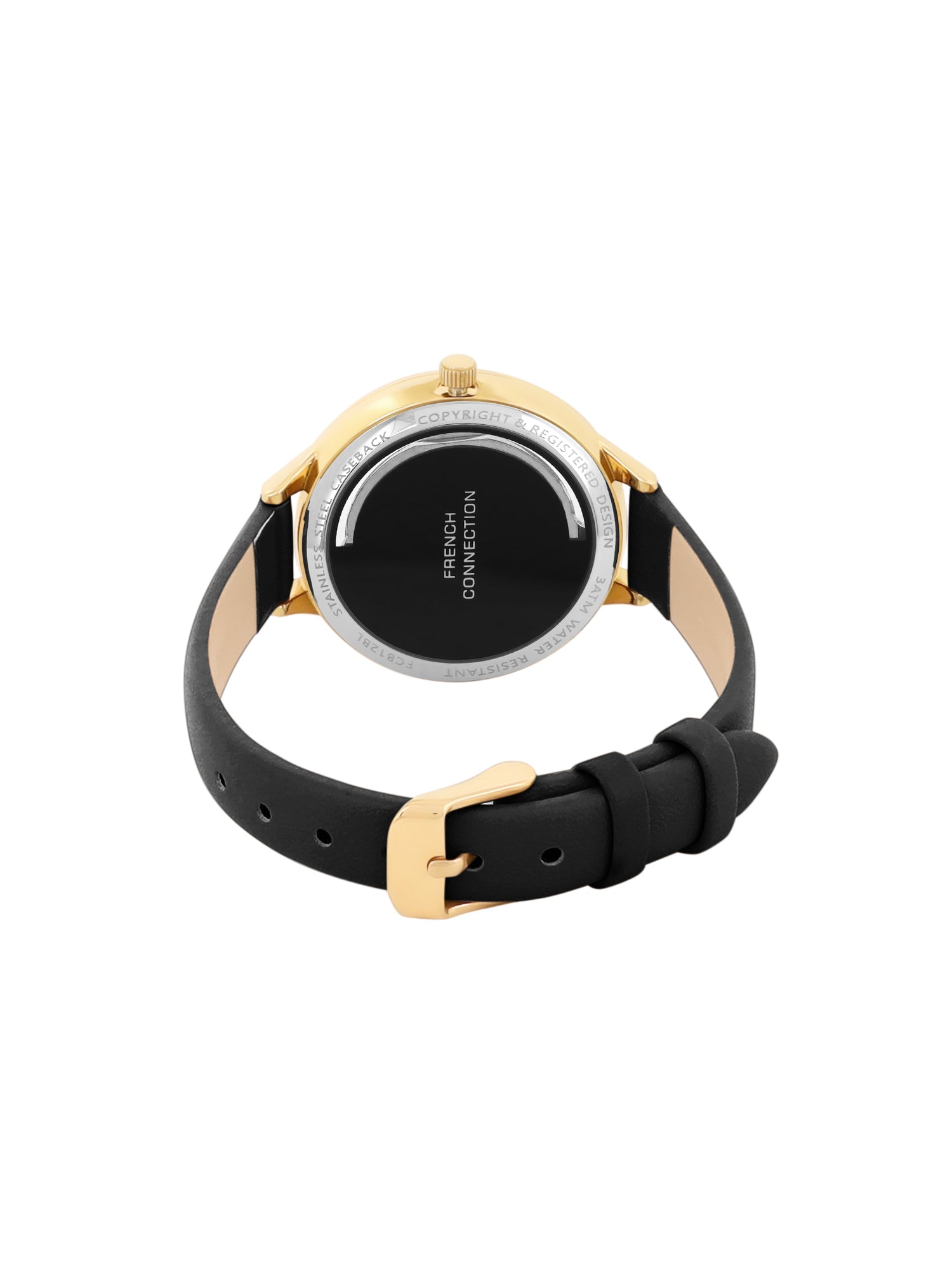 French Connection Black Dial Analog Side Second Watch for Women's - FCB12BL