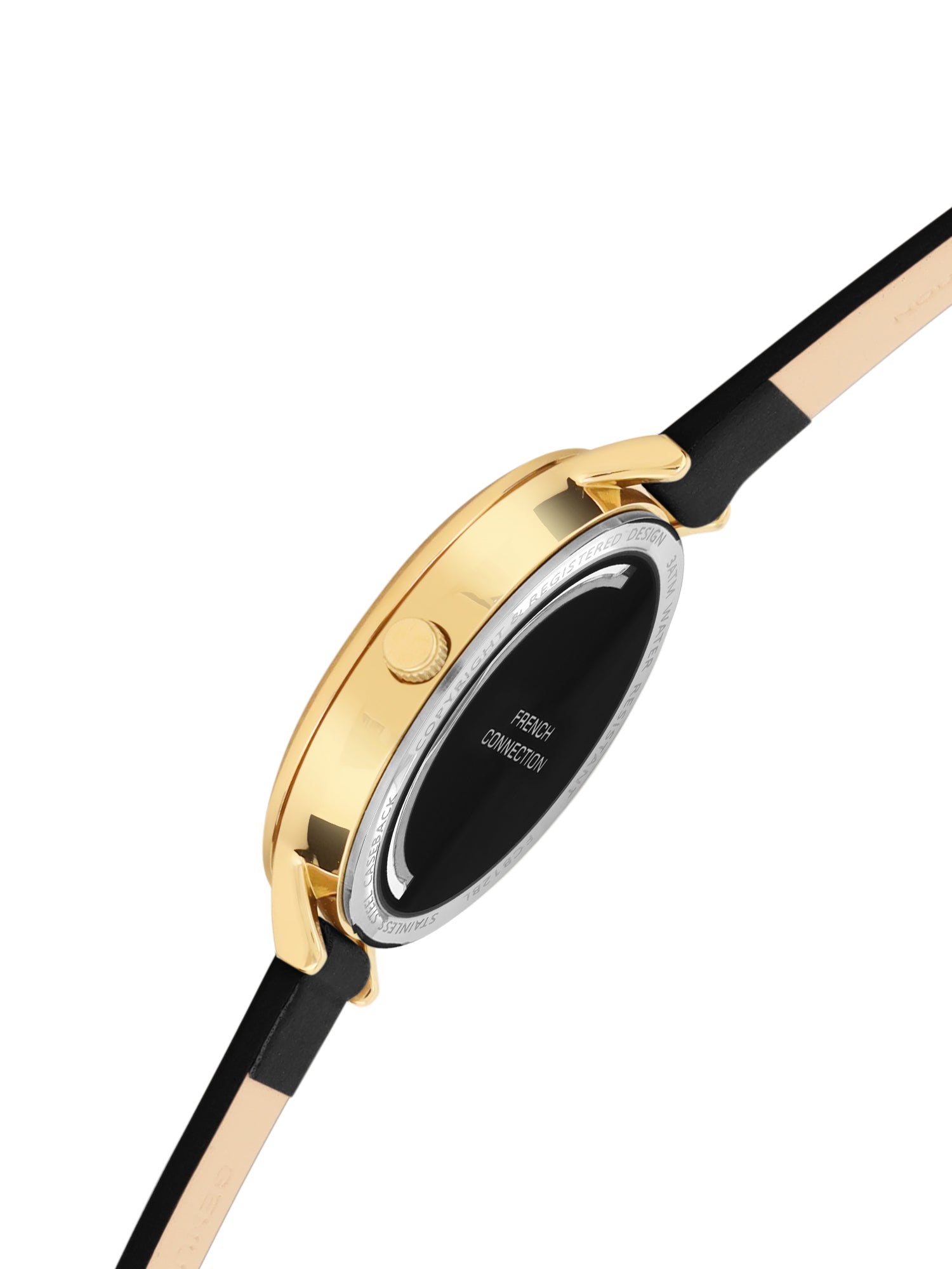 French Connection Black Dial Analog Side Second Watch for Women's - FCB12BL