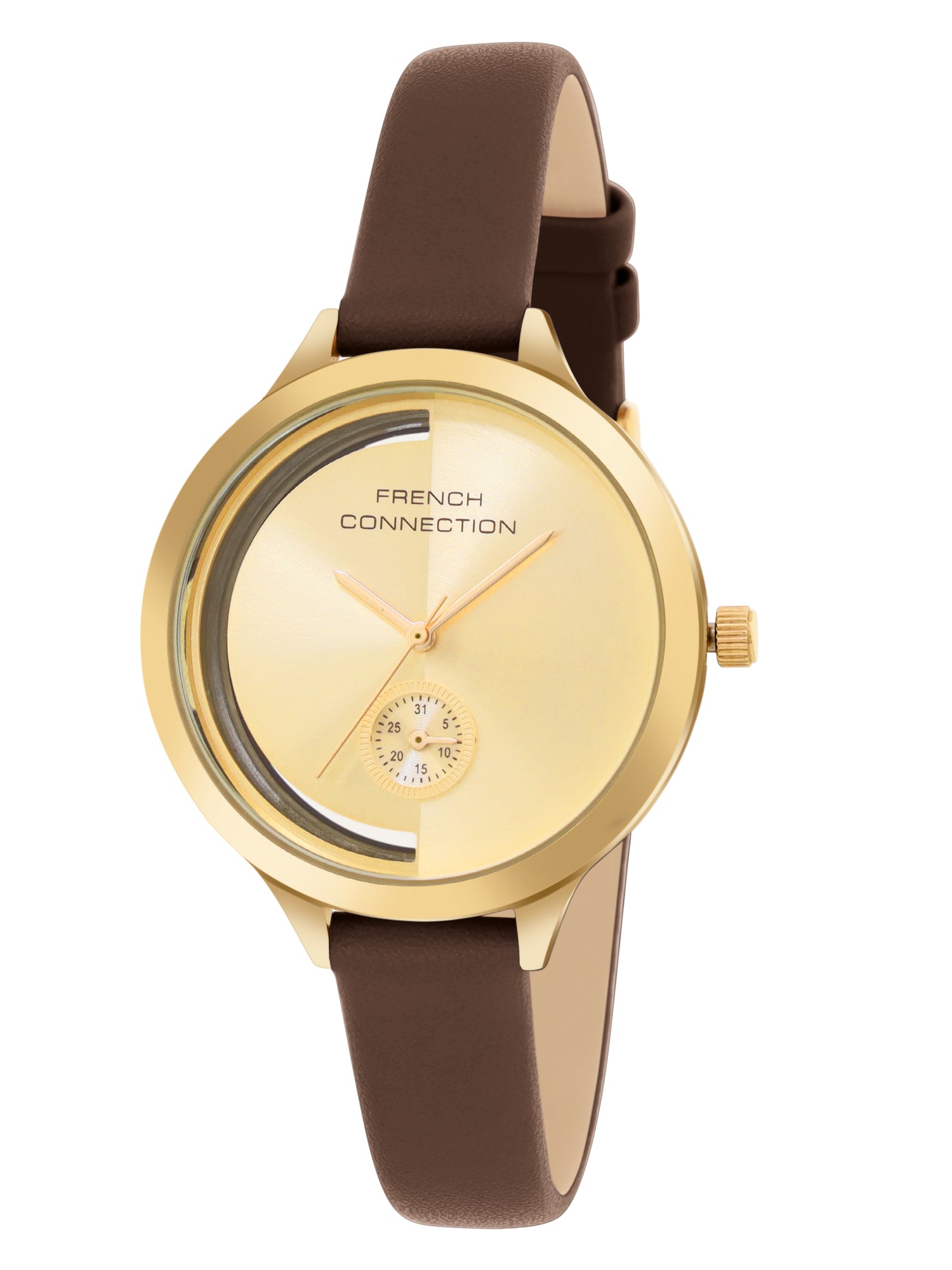 French Connection Gold Dial Analog Side Second Watch for Women's - FCB12BRL