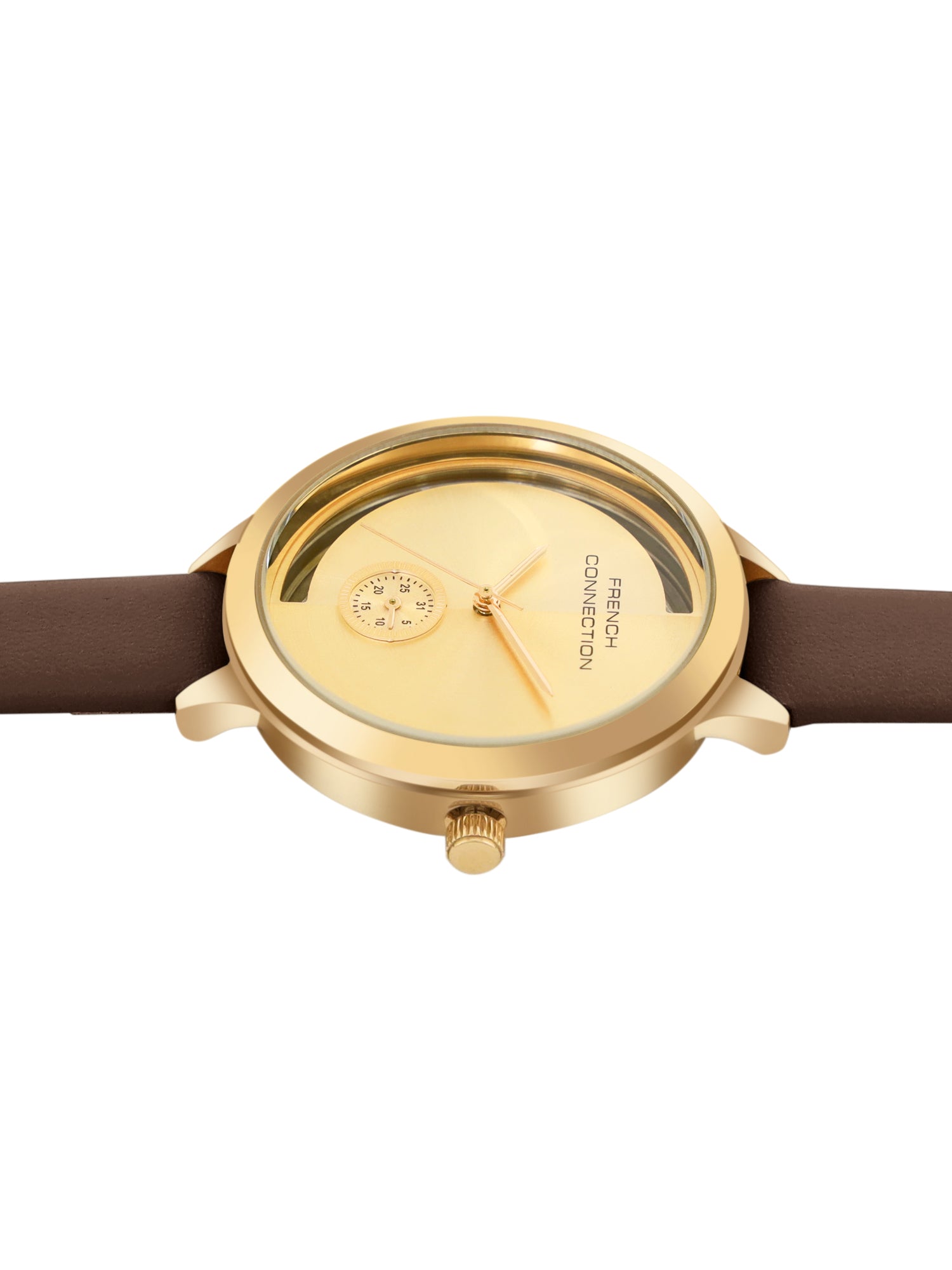French Connection Gold Dial Analog Side Second Watch for Women's - FCB12BRL