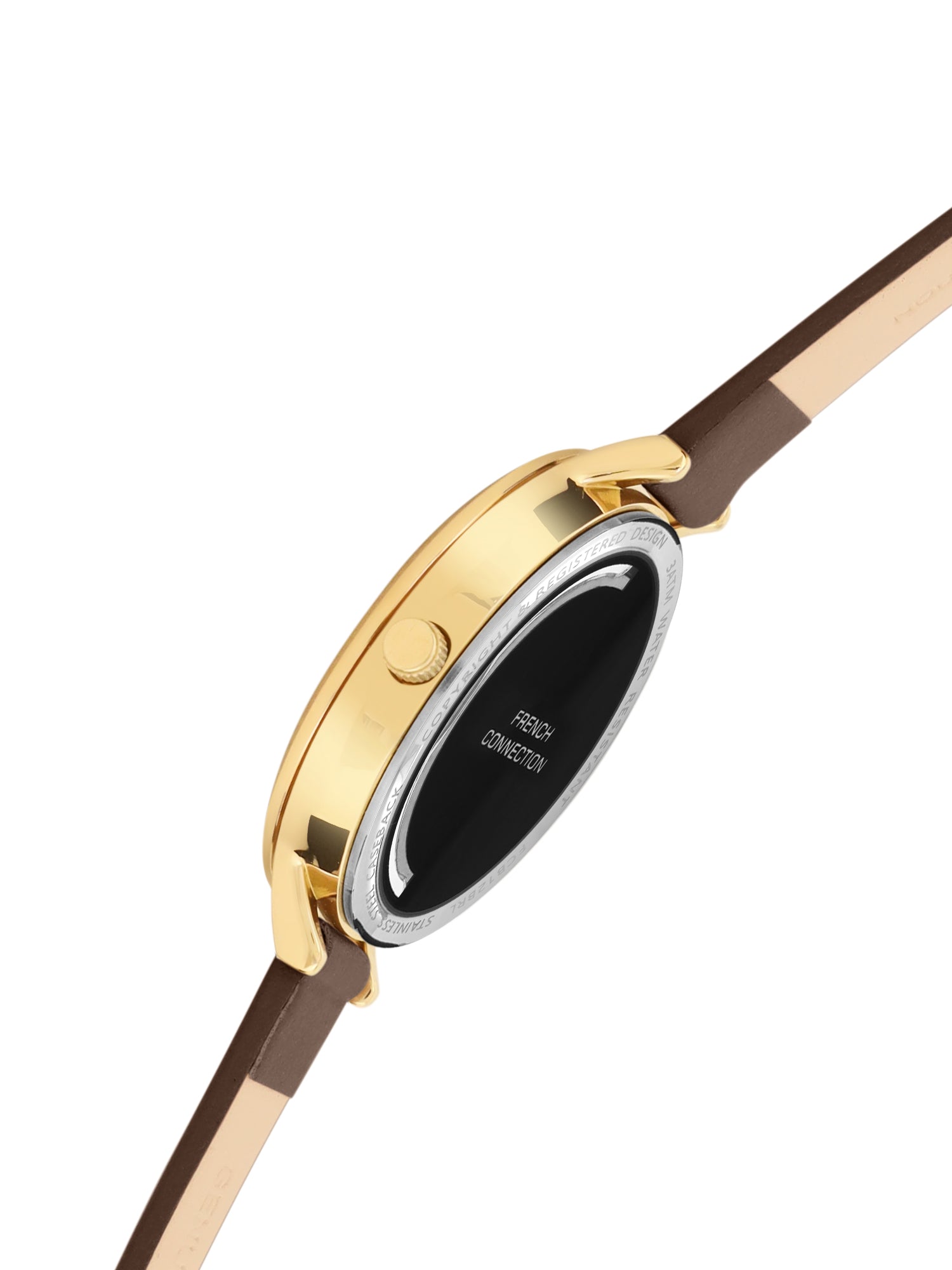 French Connection Gold Dial Analog Side Second Watch for Women's - FCB12BRL