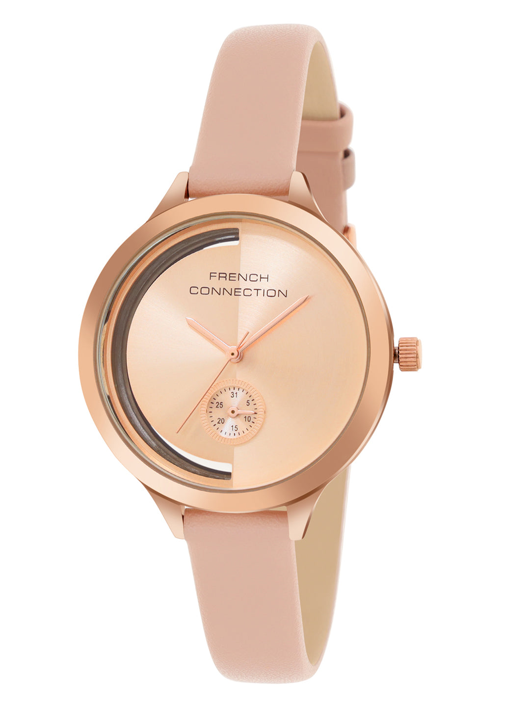 French Connection Rosegold Dial Analog Side Second Watch for Women's - FCB12PL