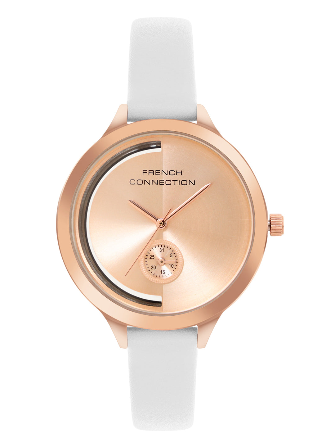 French Connection Rosegold Dial Analog Side Second Watch for Women's - FCB12WL