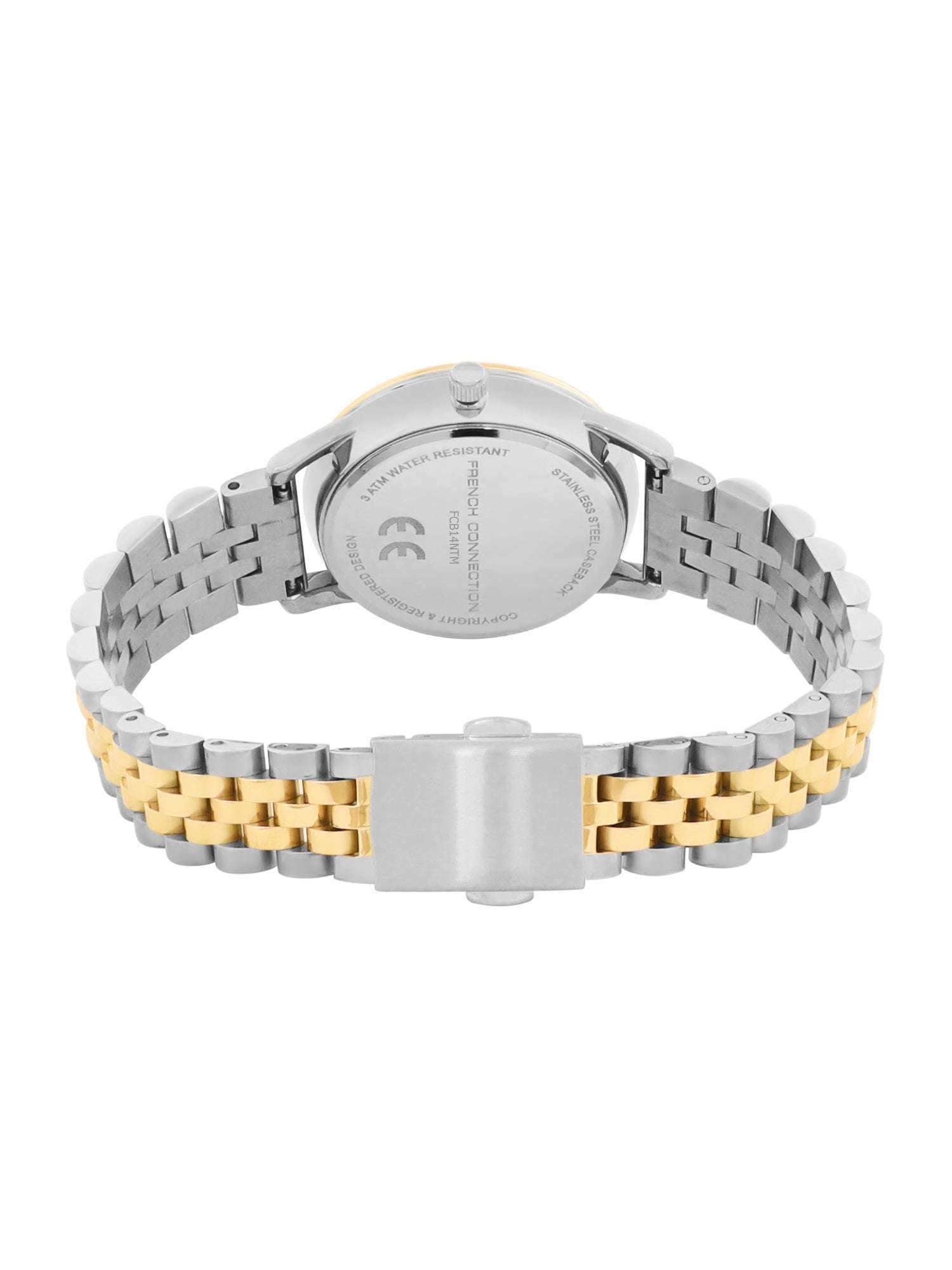 French Connection Mop Green Round Dial With Gold Two Tone Stainless Steel Strap Watch - For Womens FCB14NTM