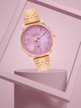 French Connection Mop Purple Round Dial With Rose Stainless Steel  Strap Watch - For Womens FCB14RGM