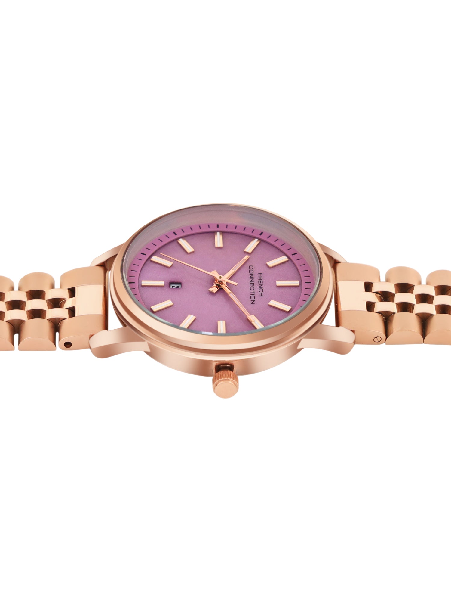 French Connection Mop Purple Round Dial With Rose Stainless Steel  Strap Watch - For Womens FCB14RGM