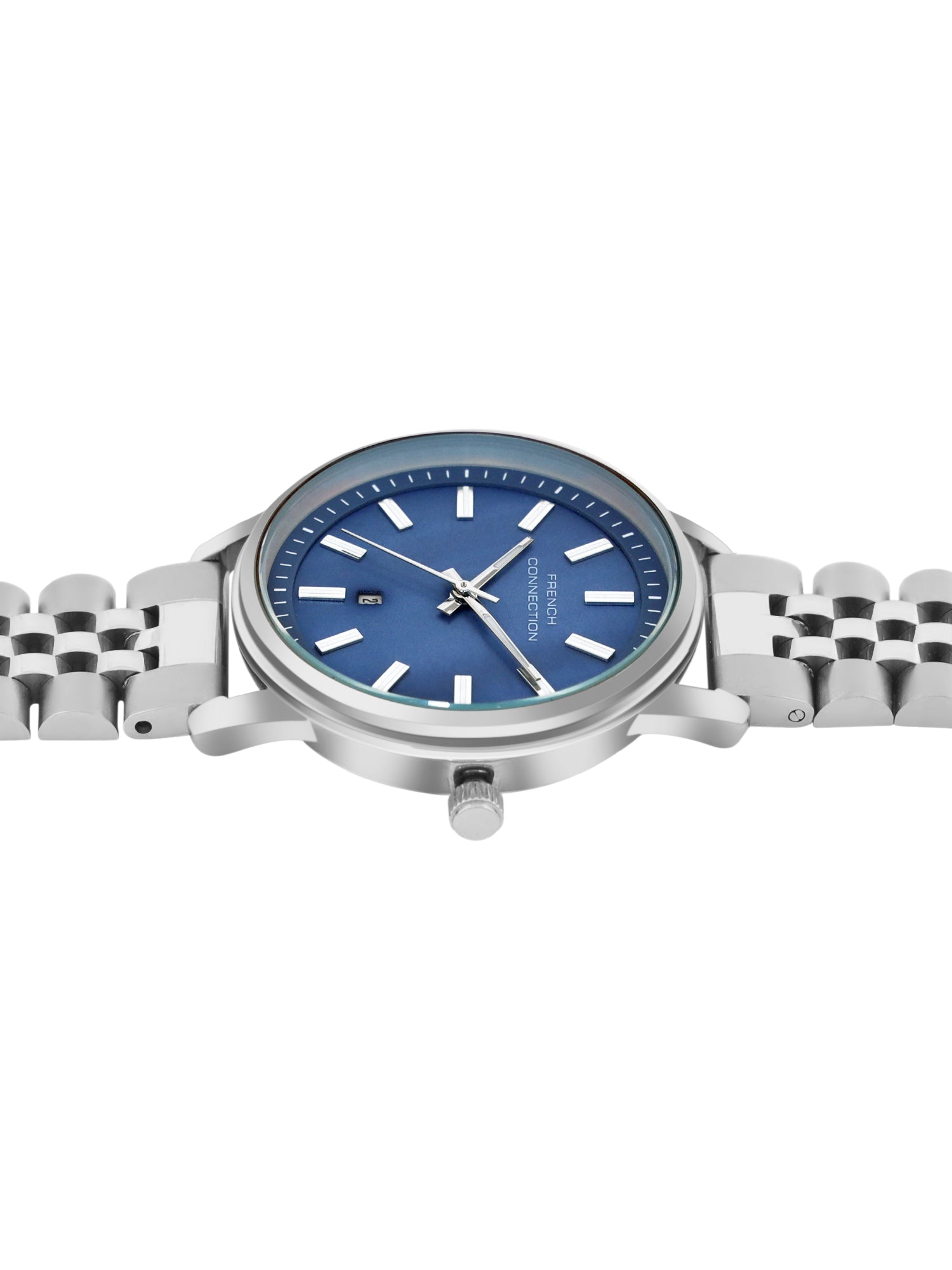 French Connection Mop Blue Round Dial With Stainless Steel Strap Watch - For Womens FCB14USM