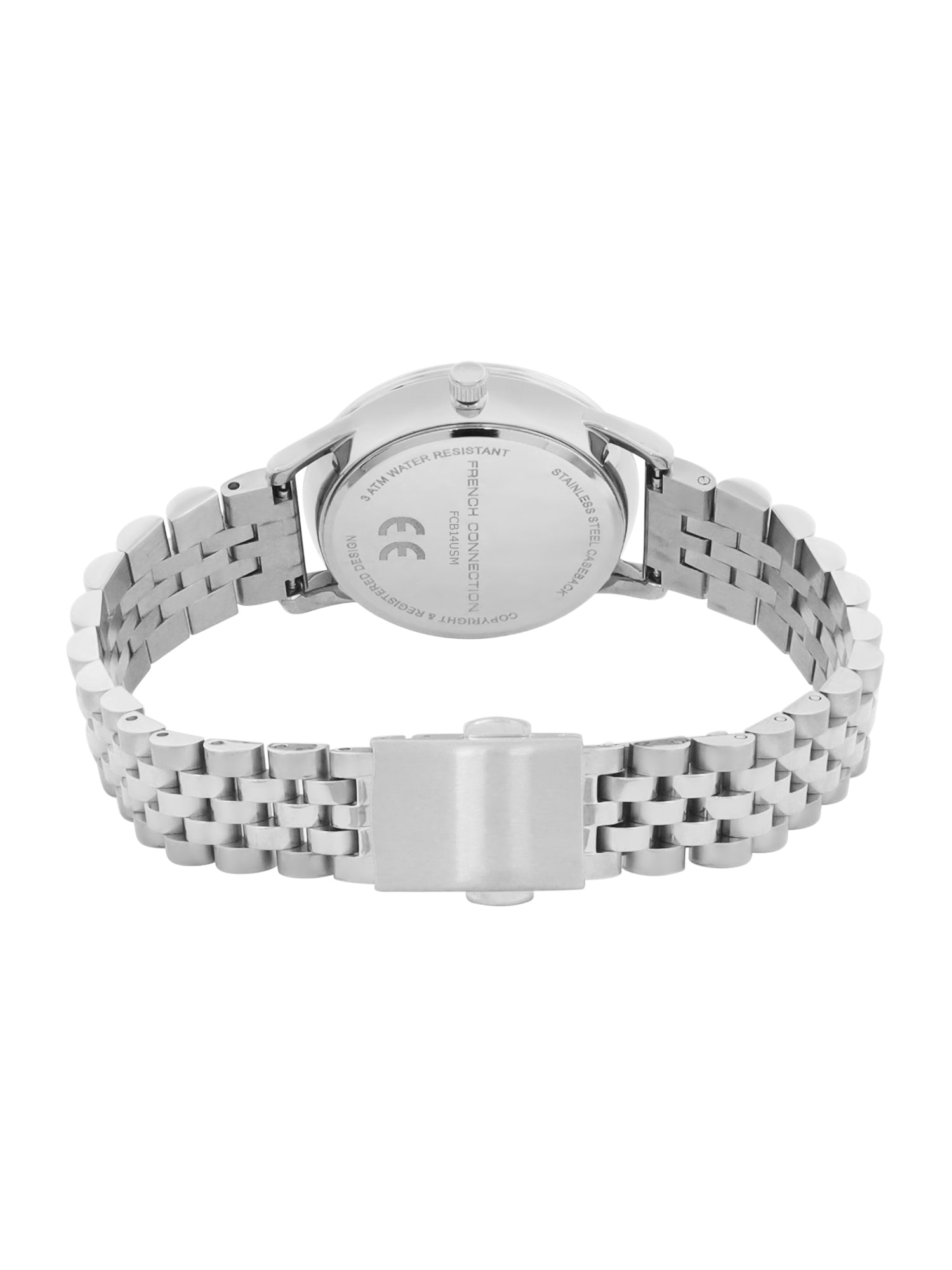 French Connection Mop Blue Round Dial With Stainless Steel Strap Watch - For Womens FCB14USM