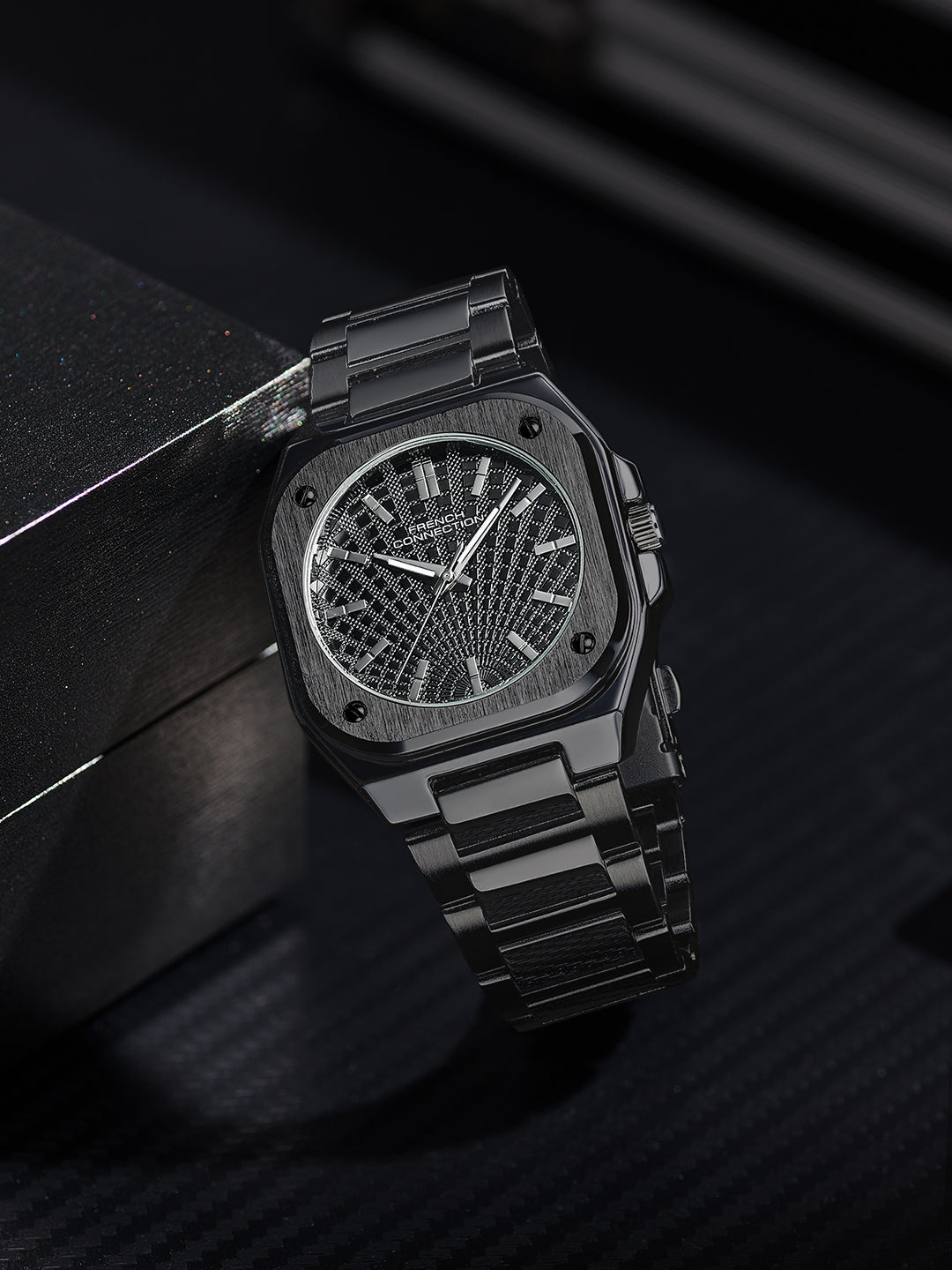 French Connection CUBISTE Square Case Stainless Steel Watch for Men - FCB18BM