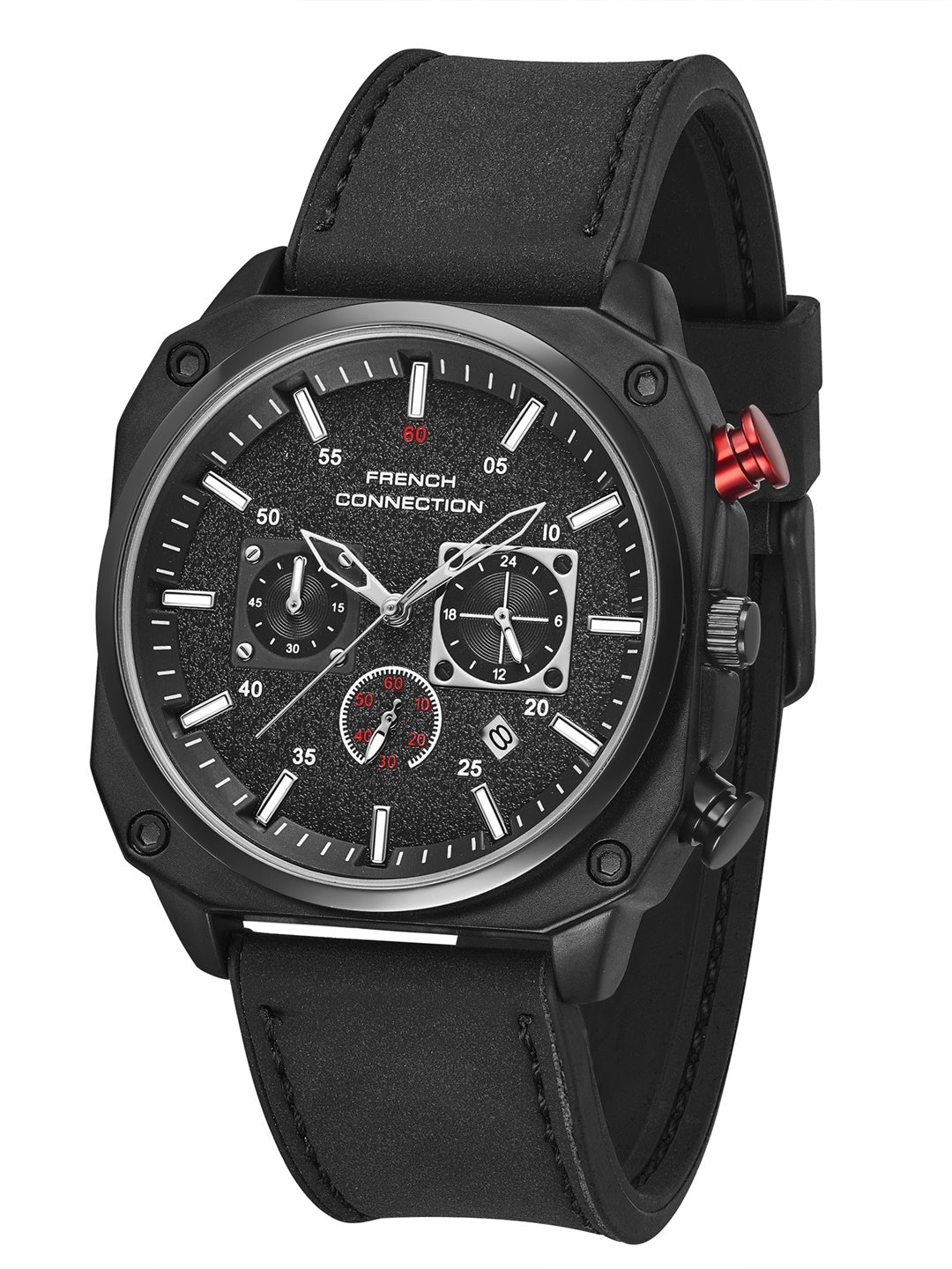 French Connection Chronexis Black Dial Chronograph Watch for Men - FCB19BBL