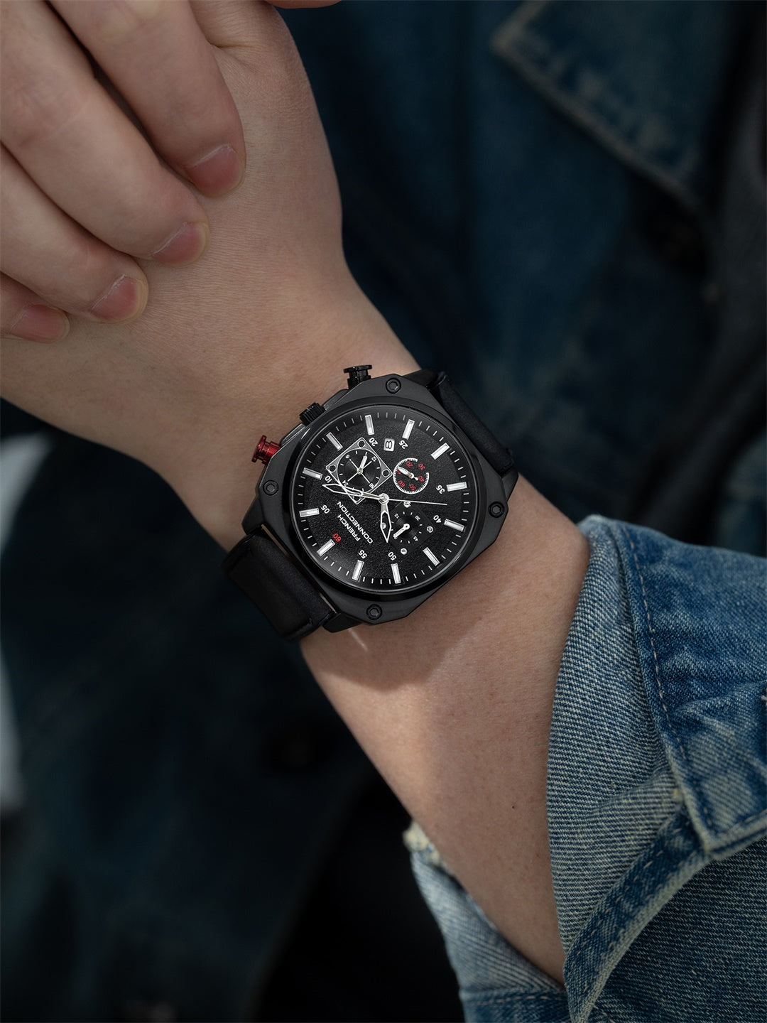 French Connection Chronexis Black Dial Chronograph Watch for Men - FCB19BBL