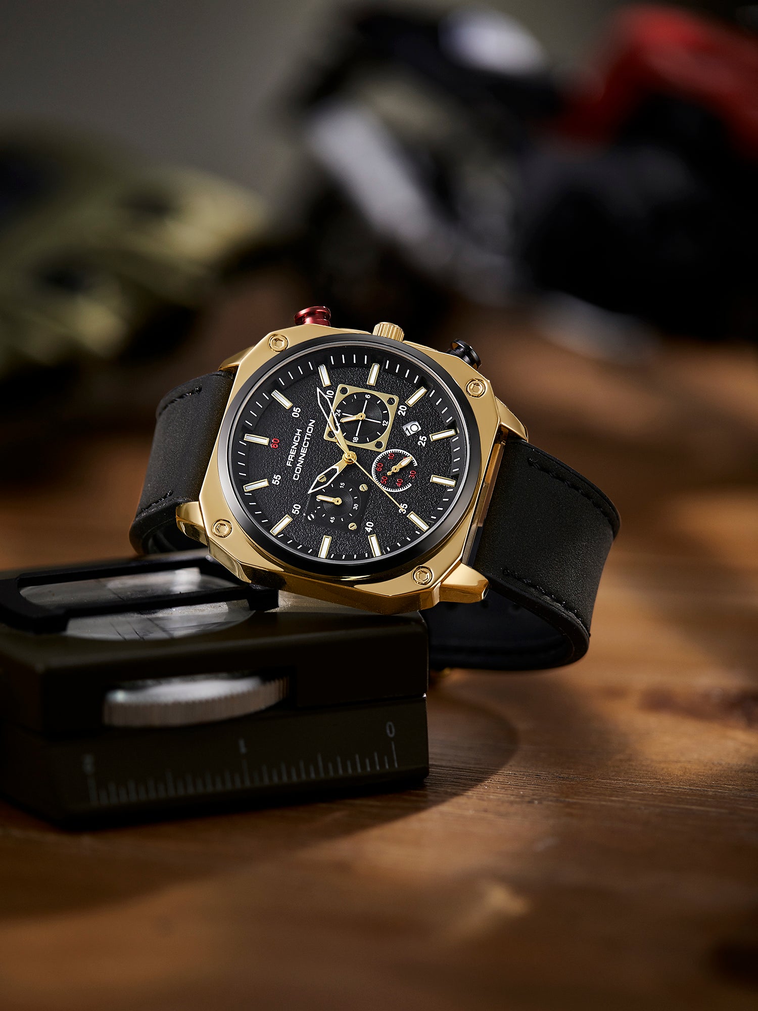 French Connection Chronexis Black Dial Chronograph Watch for Men - FCB19GBL