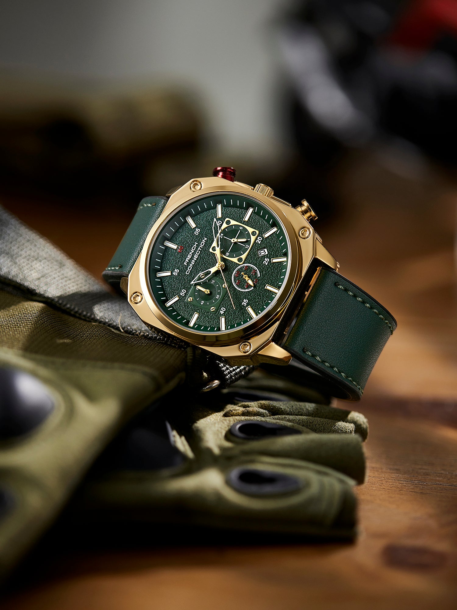 French Connection Chronexis Black Dial Chronograph Watch for Men - FCB19NL