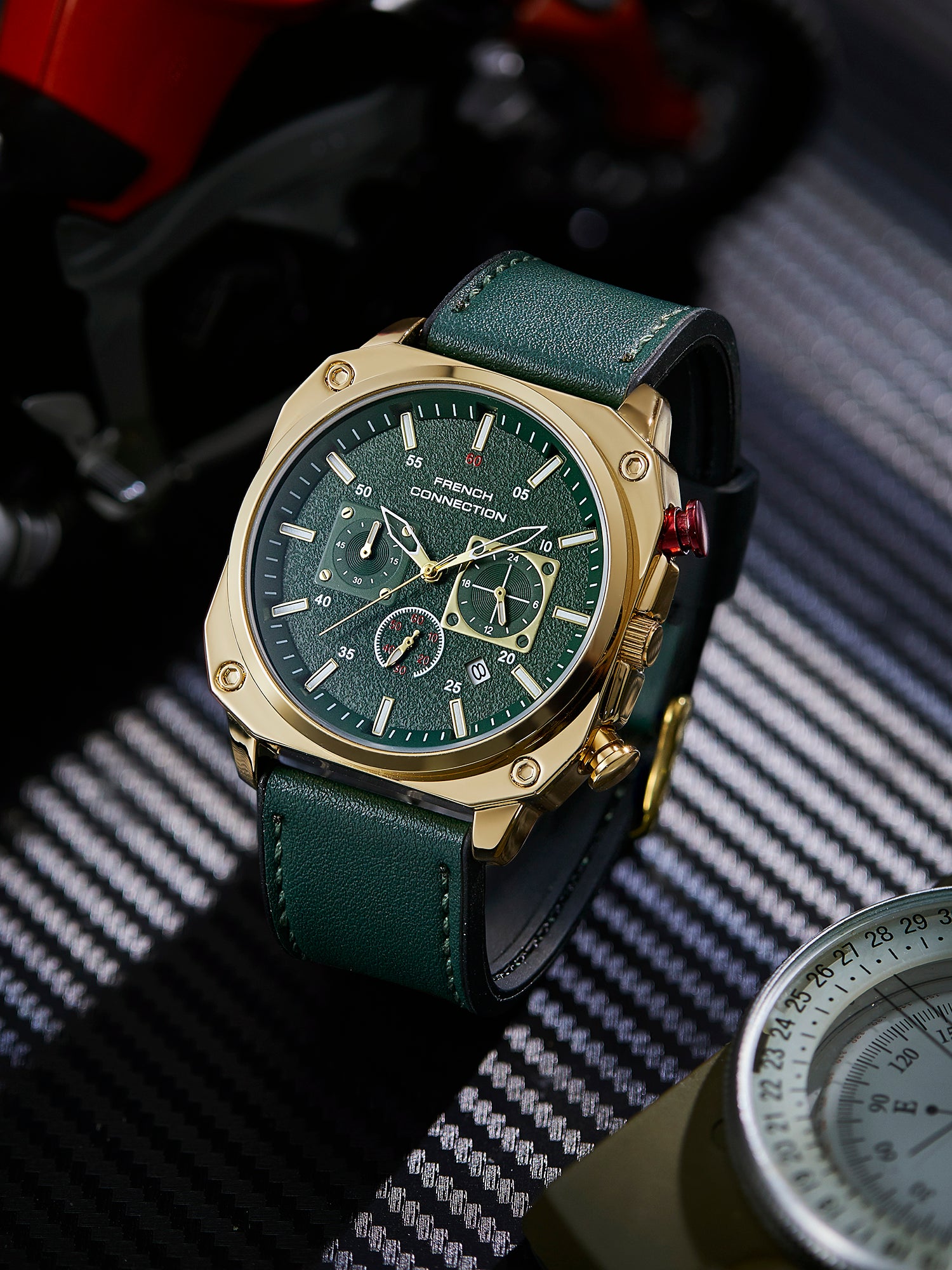 French Connection Chronexis Black Dial Chronograph Watch for Men - FCB19NL