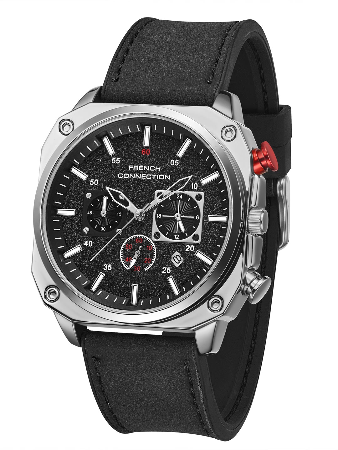 French Connection Chronexis Black Dial Chronograph Watch for Men - FCB19SBL