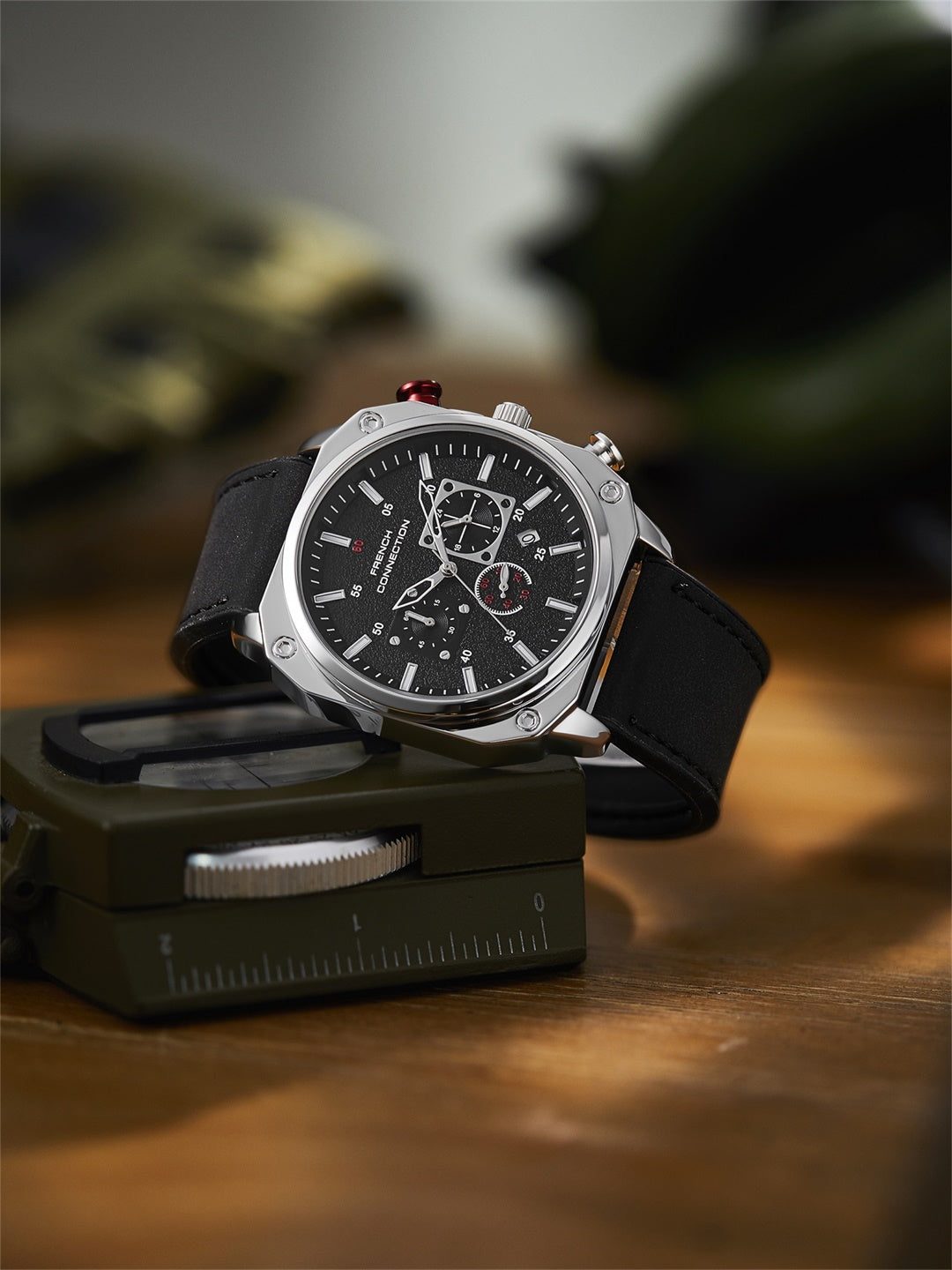 French Connection Chronexis Black Dial Chronograph Watch for Men - FCB19SBL