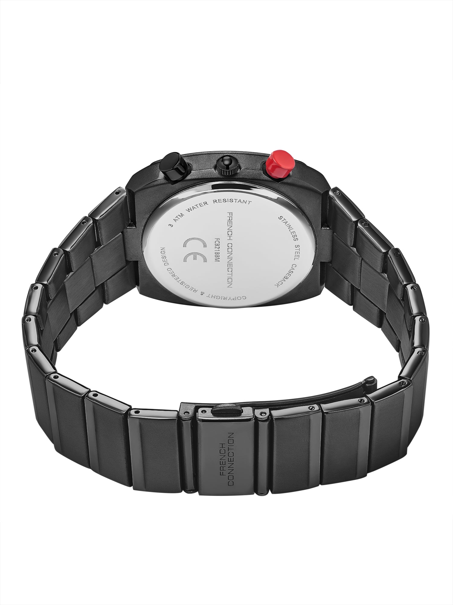 French Connection Courvex Black Dial Stainless Steel Chronograph Watch for Men - FCB21BBM