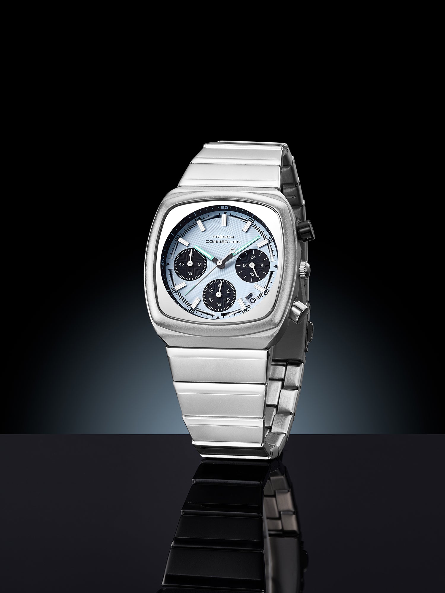 French Connection Courvex Black Dial Stainless Steel Chronograph Watch for Men - FCB21USM
