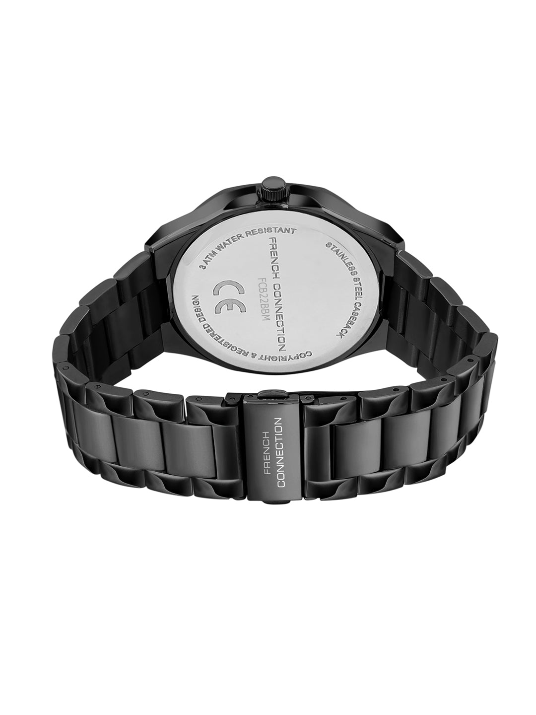 French Connection DUOLUXE Black Dial Stainless Steel Watch and Bracelet for Men - FCB22BBM