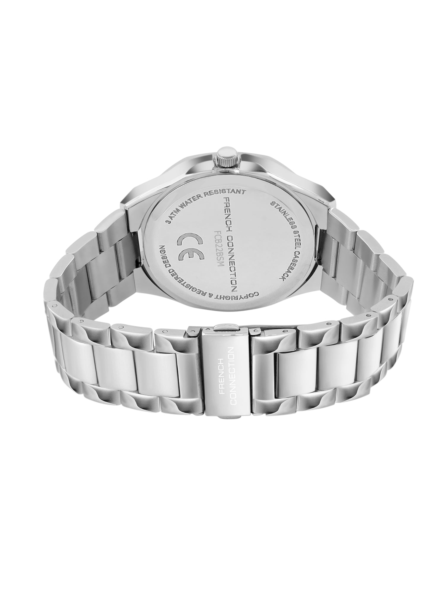 French Connection DUOLUXE Black Dial Stainless Steel Watch and Bracelet for Men - FCB22BSM