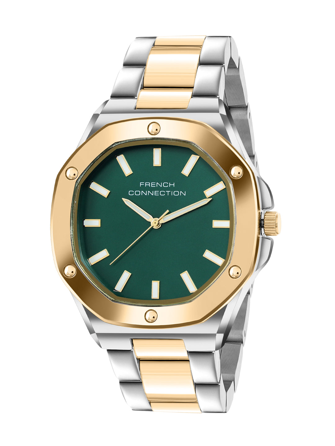 French Connection DUOLUXE Green Dial Stainless Steel Watch and Bracelet for Men - FCB22NTM