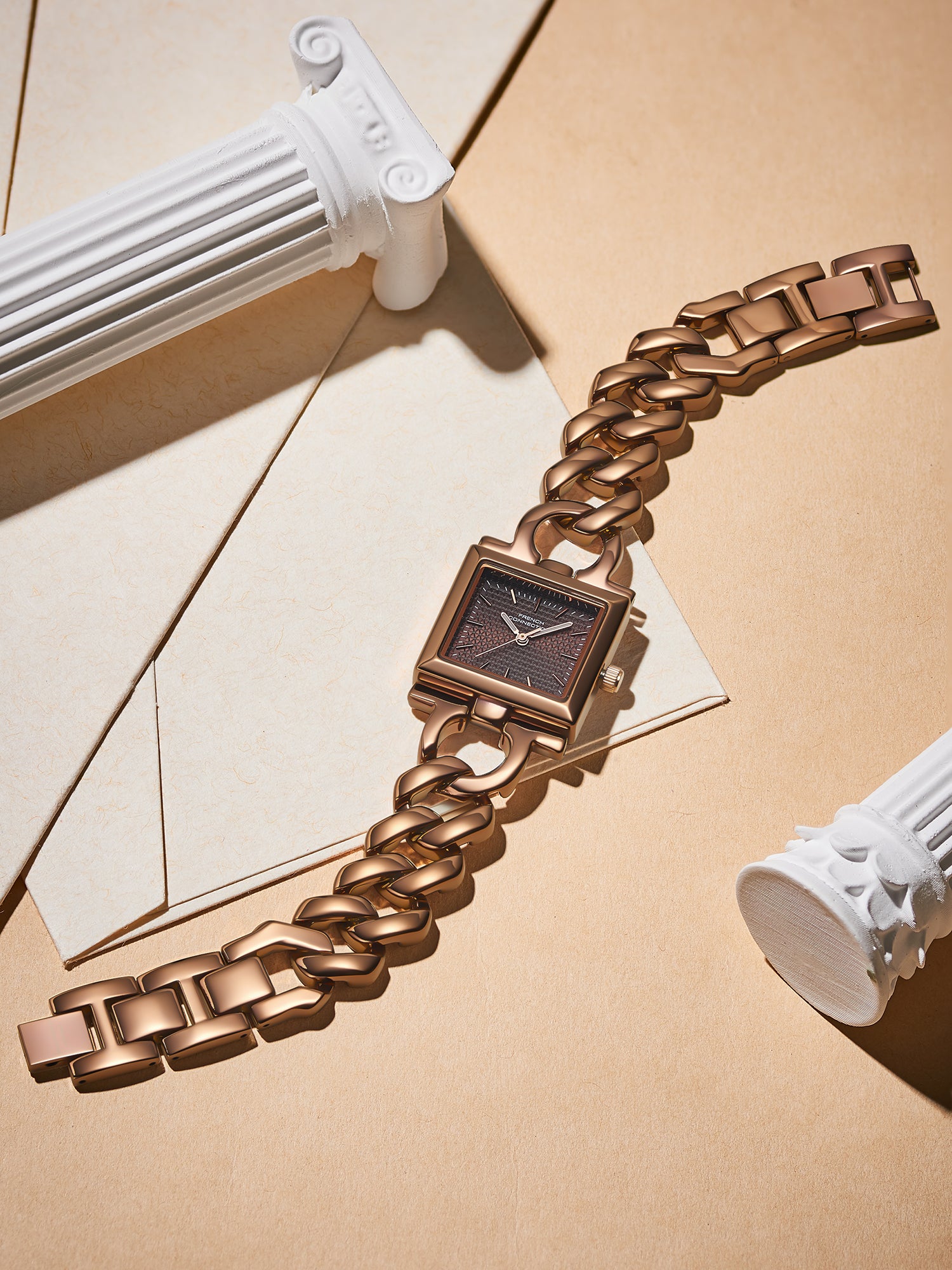 French Connection Veloura Brown Dial Stainless Steel Bracelet Watch for Women - FCB23BRM
