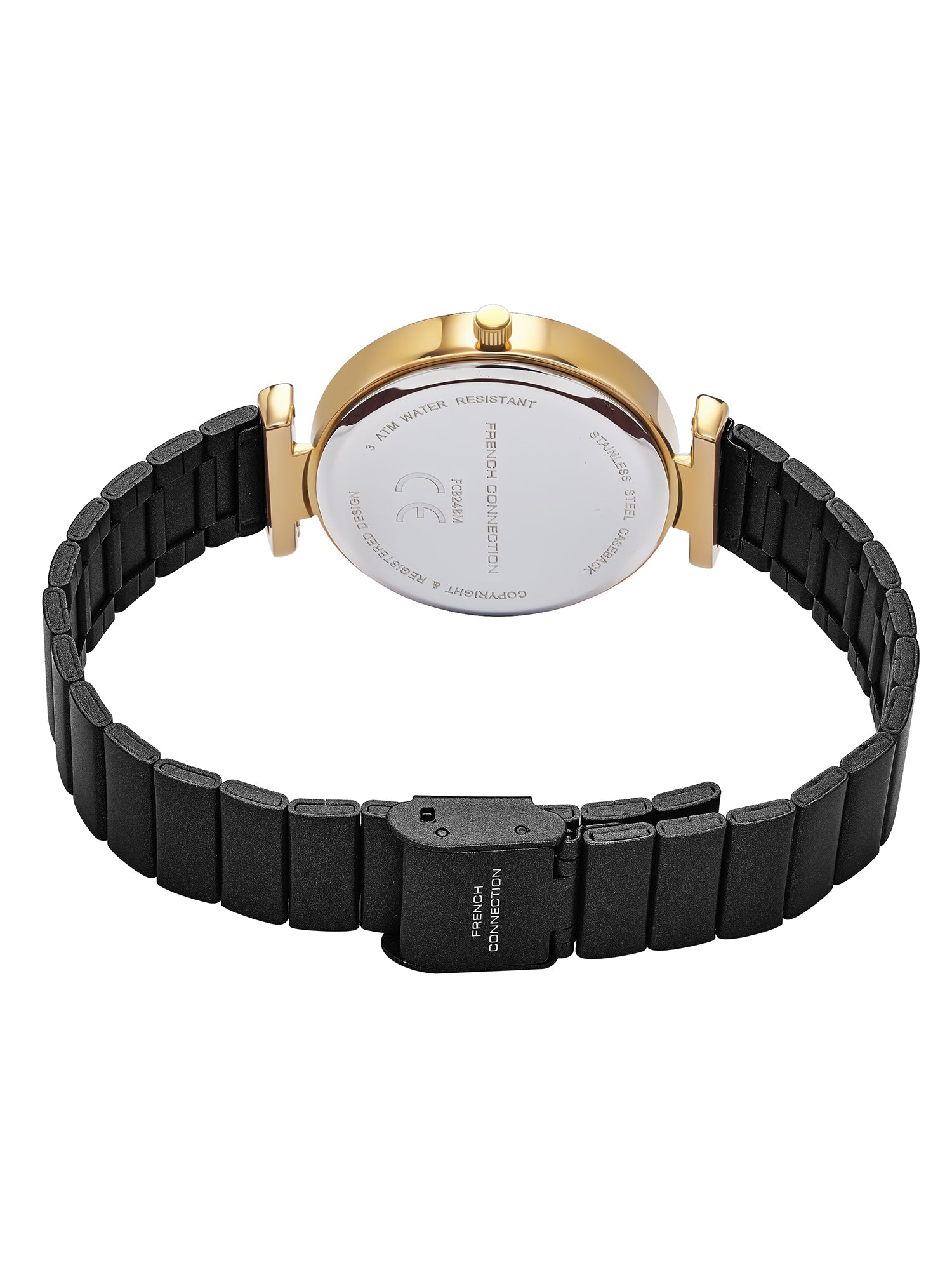 French Connection Halo Forme Black Dial Stainless Steel Watch for Women - FCB24BM