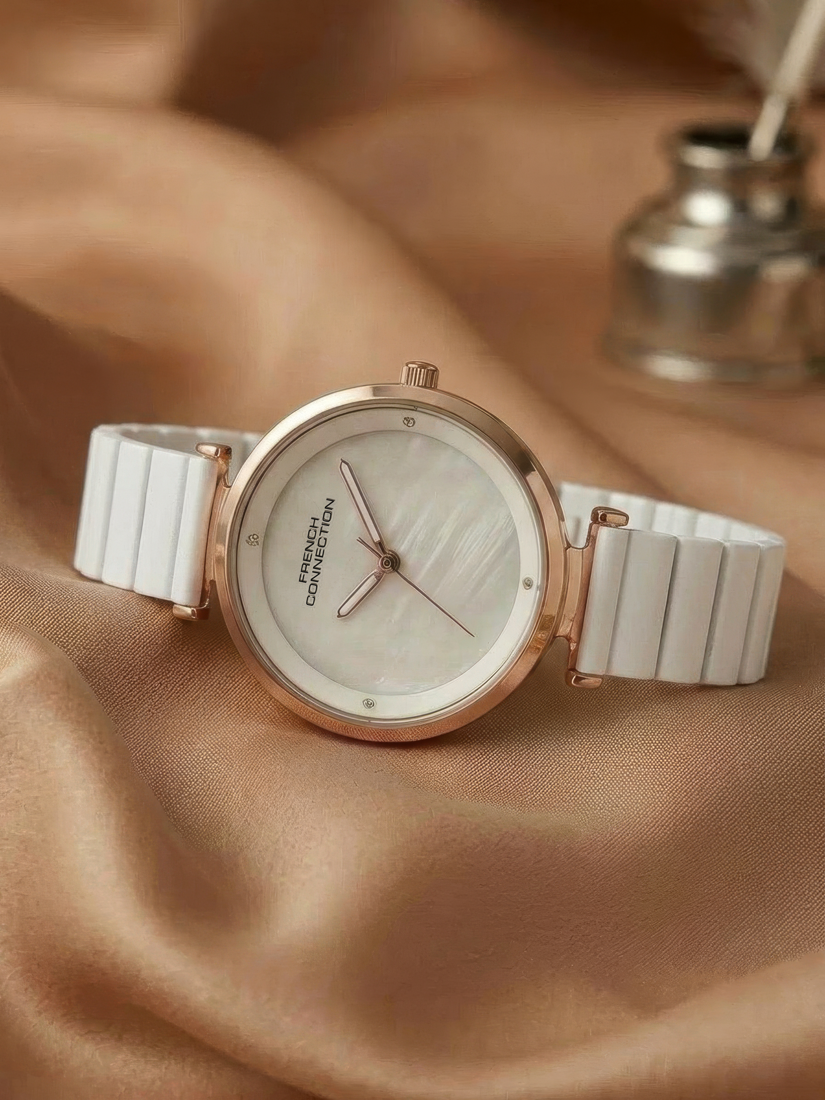 French Connection Halo Forme | Analog | White Dial | Stainless Steel Strap | Watch for Women - FCB24WM