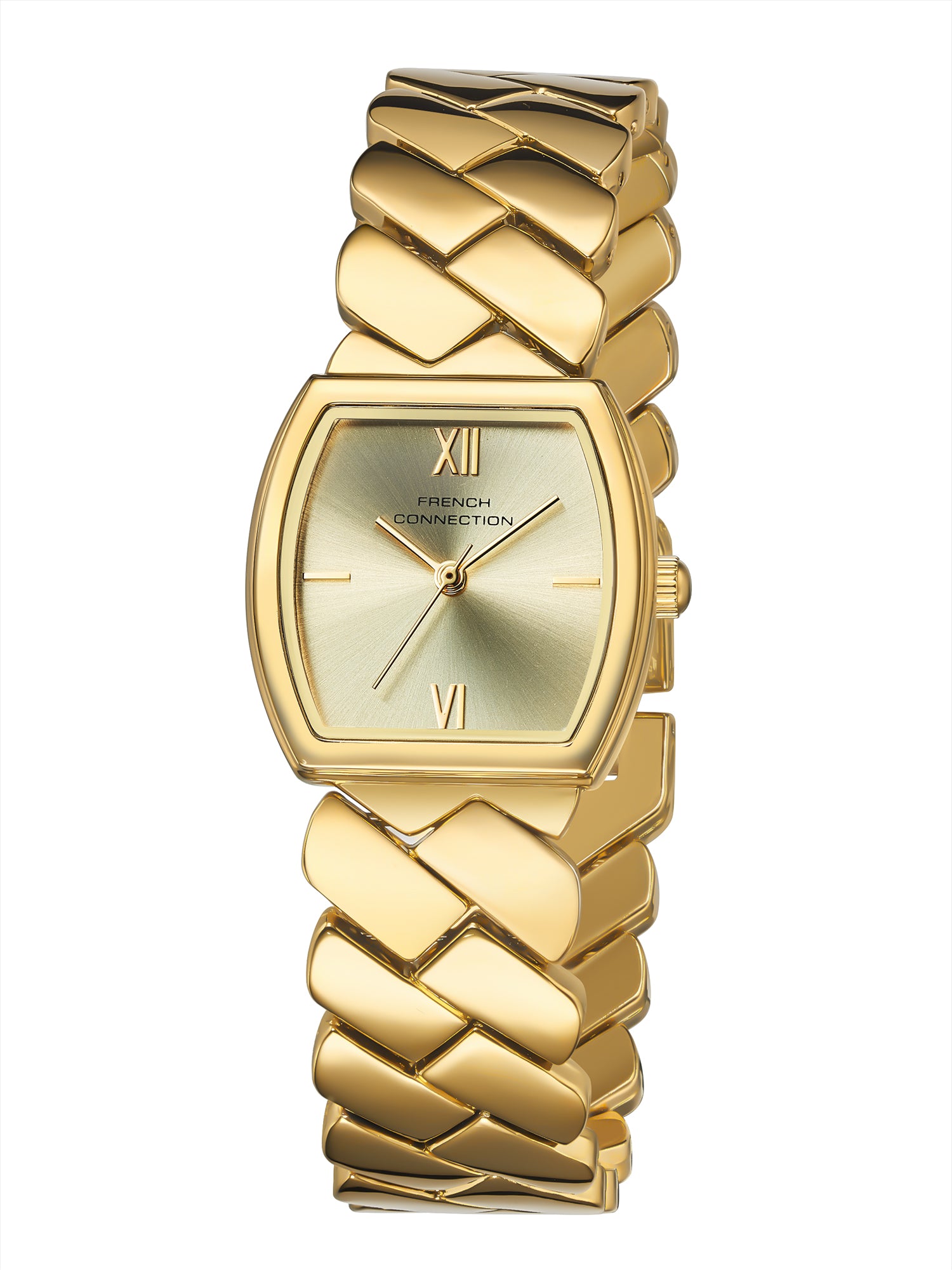 French Connection Braidé | Analog | Gold Sunray Dial | Woven Link Strap | Watch for Women - FCB27GM