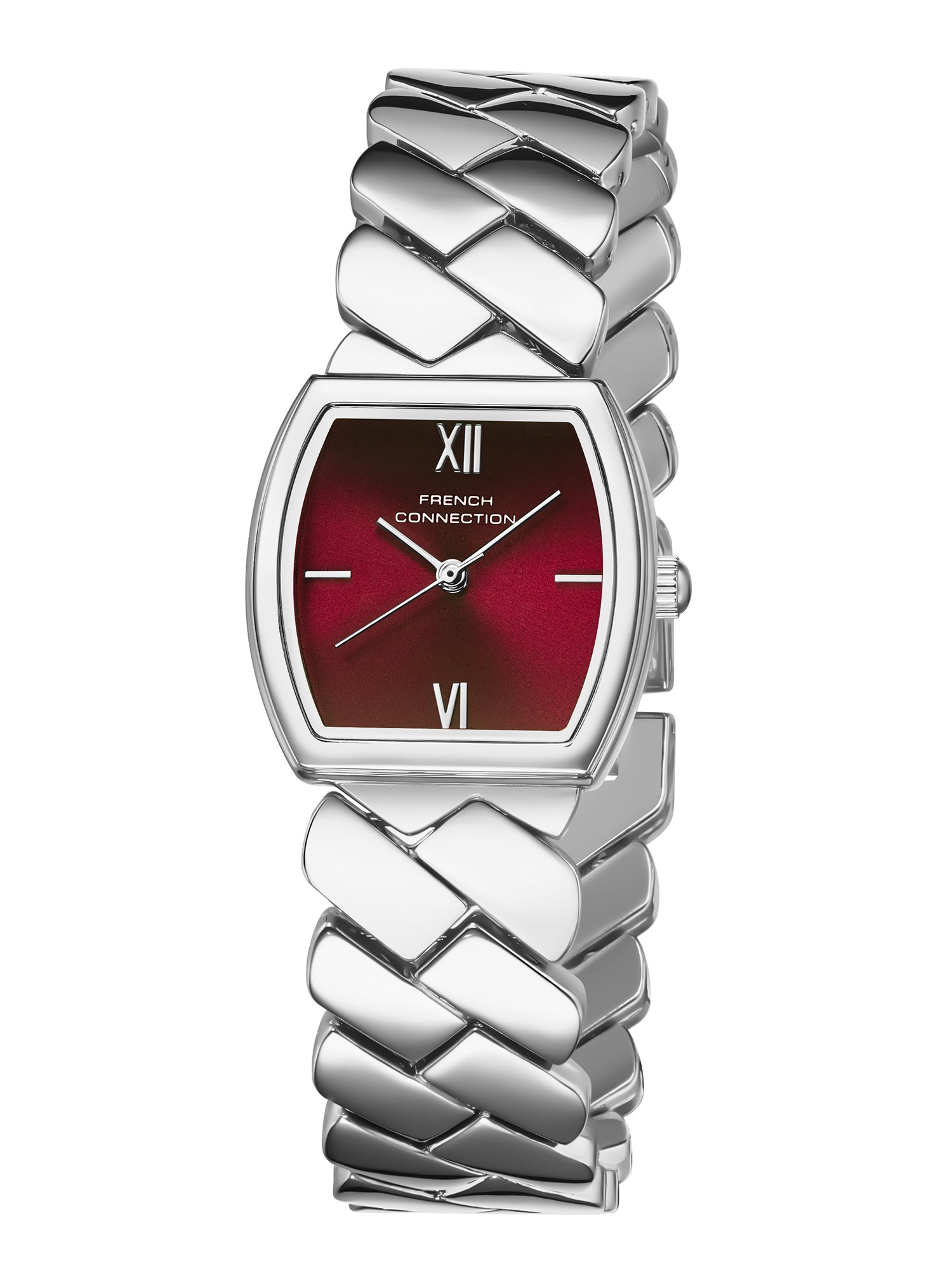 French Connection Braidé | Analog | Red Sunray Dial | Woven Link Strap | Watch for Women - FCB27MSM