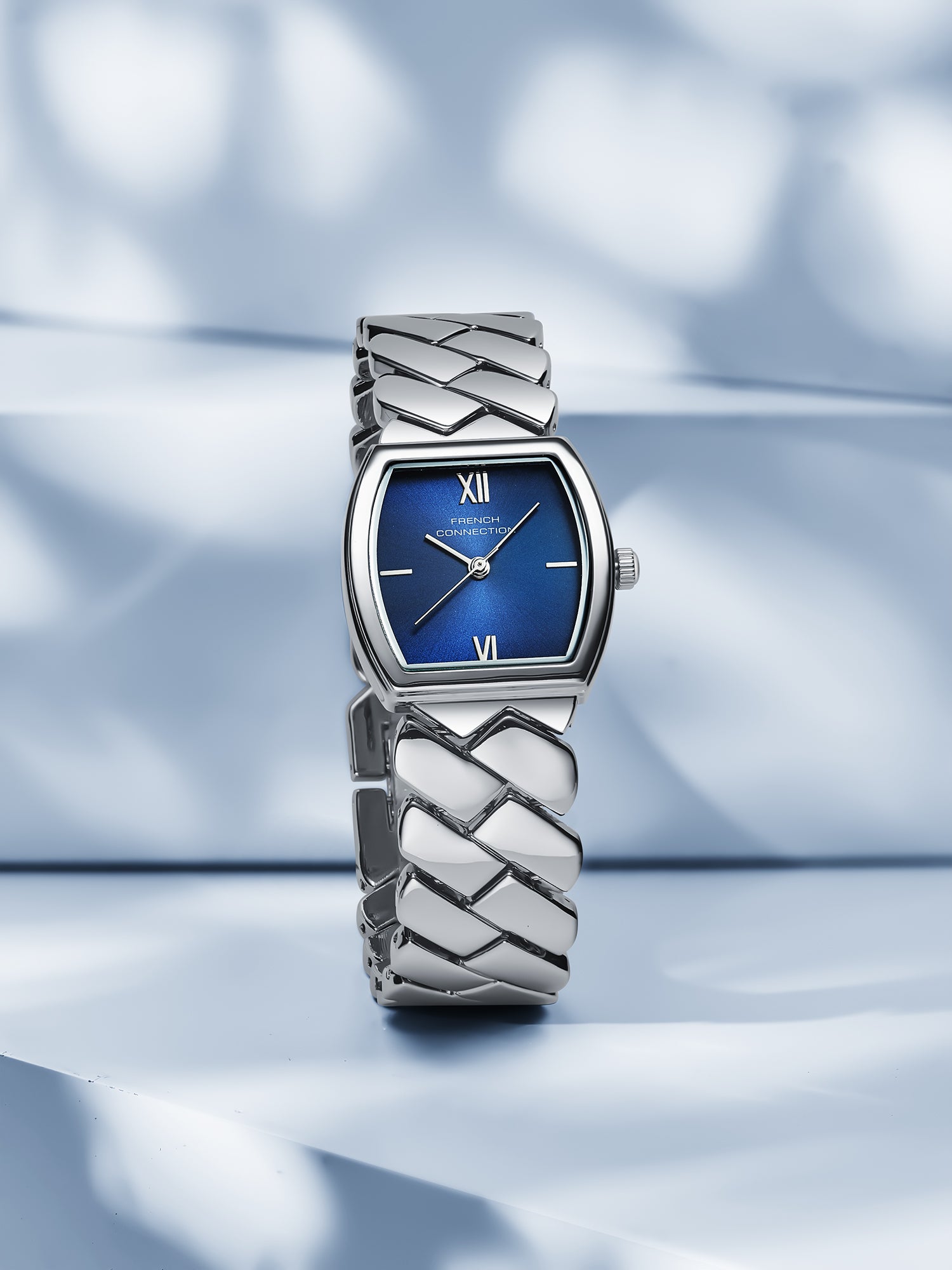 French Connection Braidé | Analog | Blue Sunray Dial | Woven Link Strap | Watch for Women - FCB27USM
