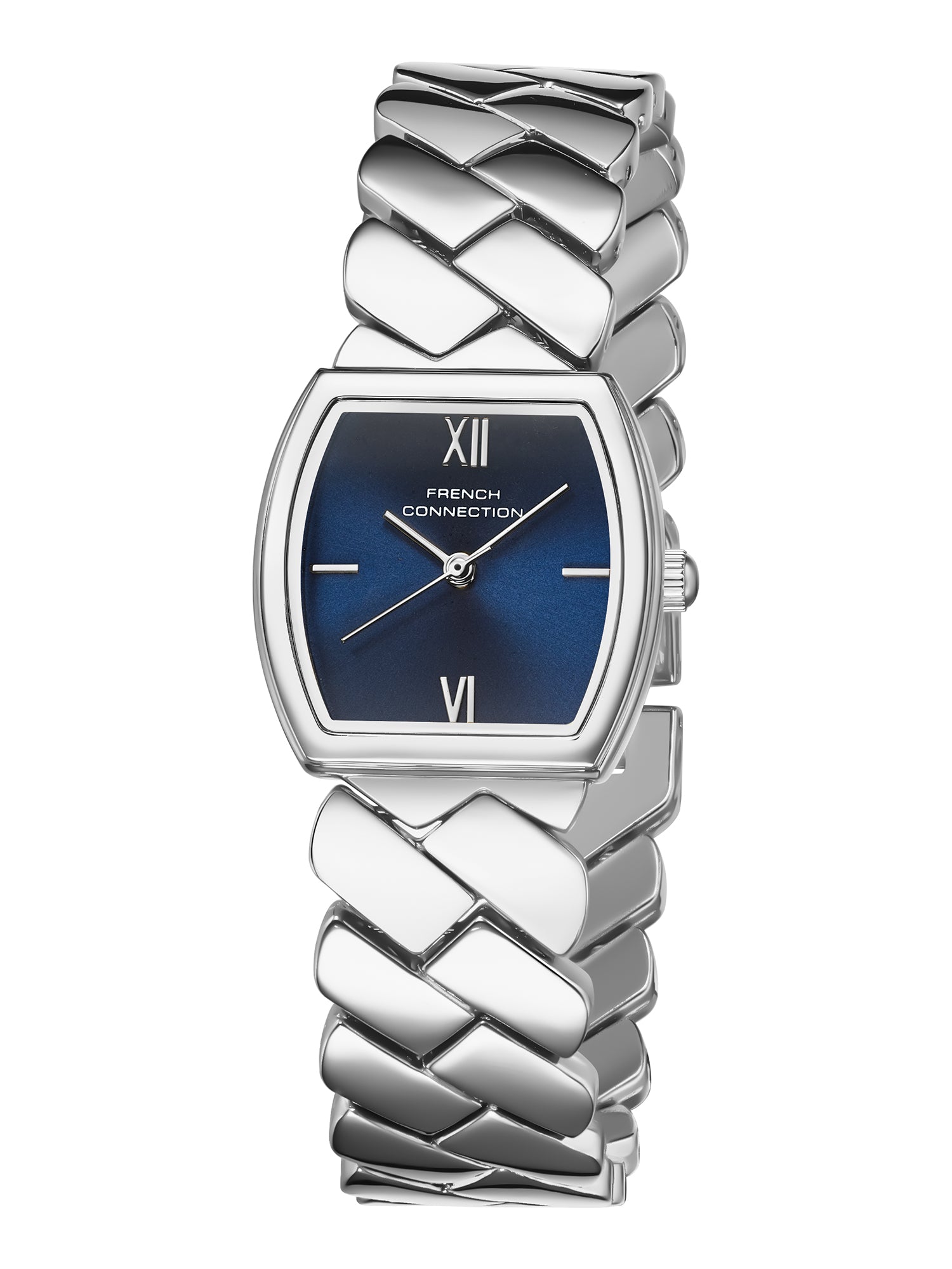 French Connection Braidé | Analog | Blue Sunray Dial | Woven Link Strap | Watch for Women - FCB27USM